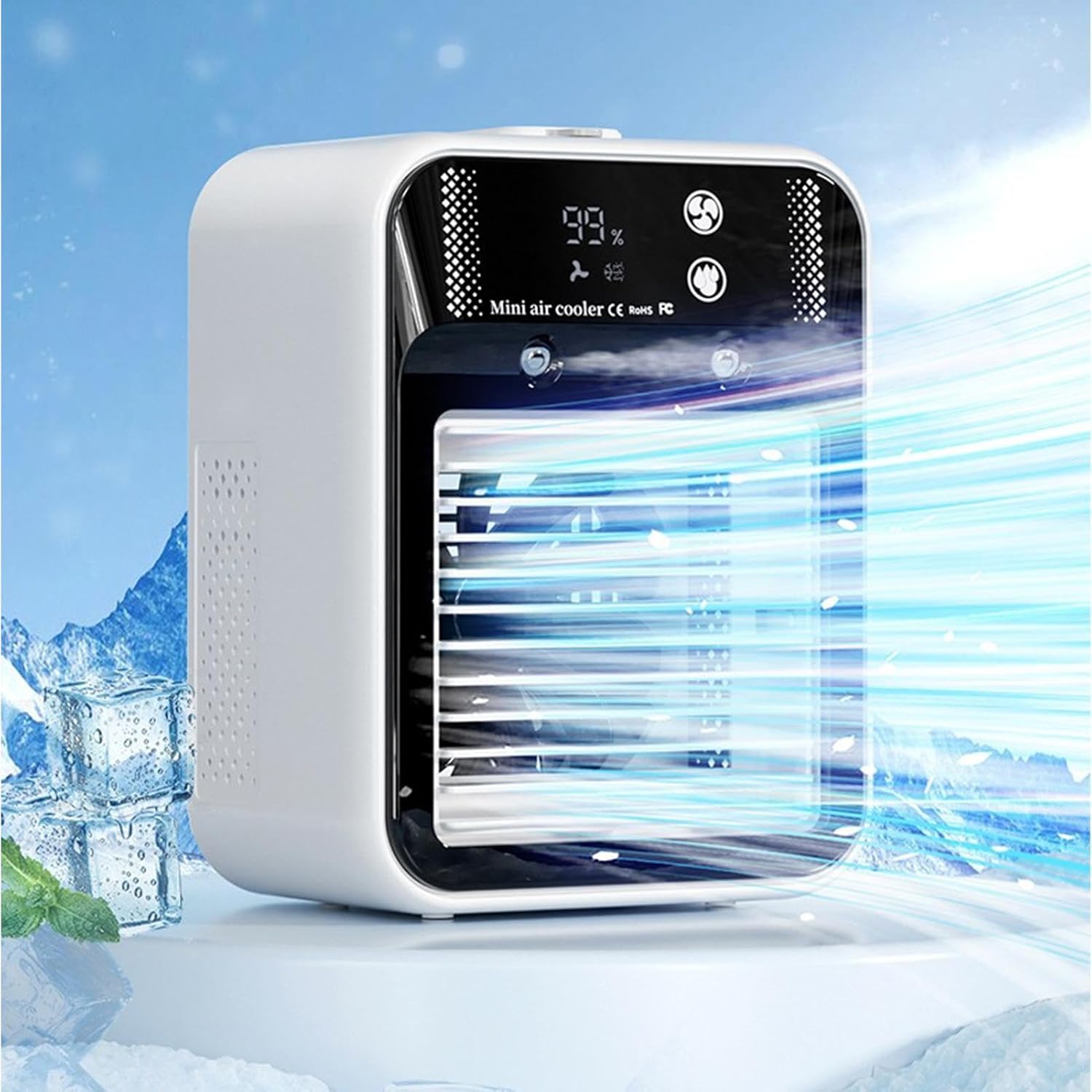  Petit Climatiseur Portable - Ventilateurs Silencieux Rafraîchissants,Ventilateur Climatiseur Portable 2 Vitesses | Pour Dortoir, Cuisine, Bureau, Garage, Lieu De Travail, Chambre, Maison