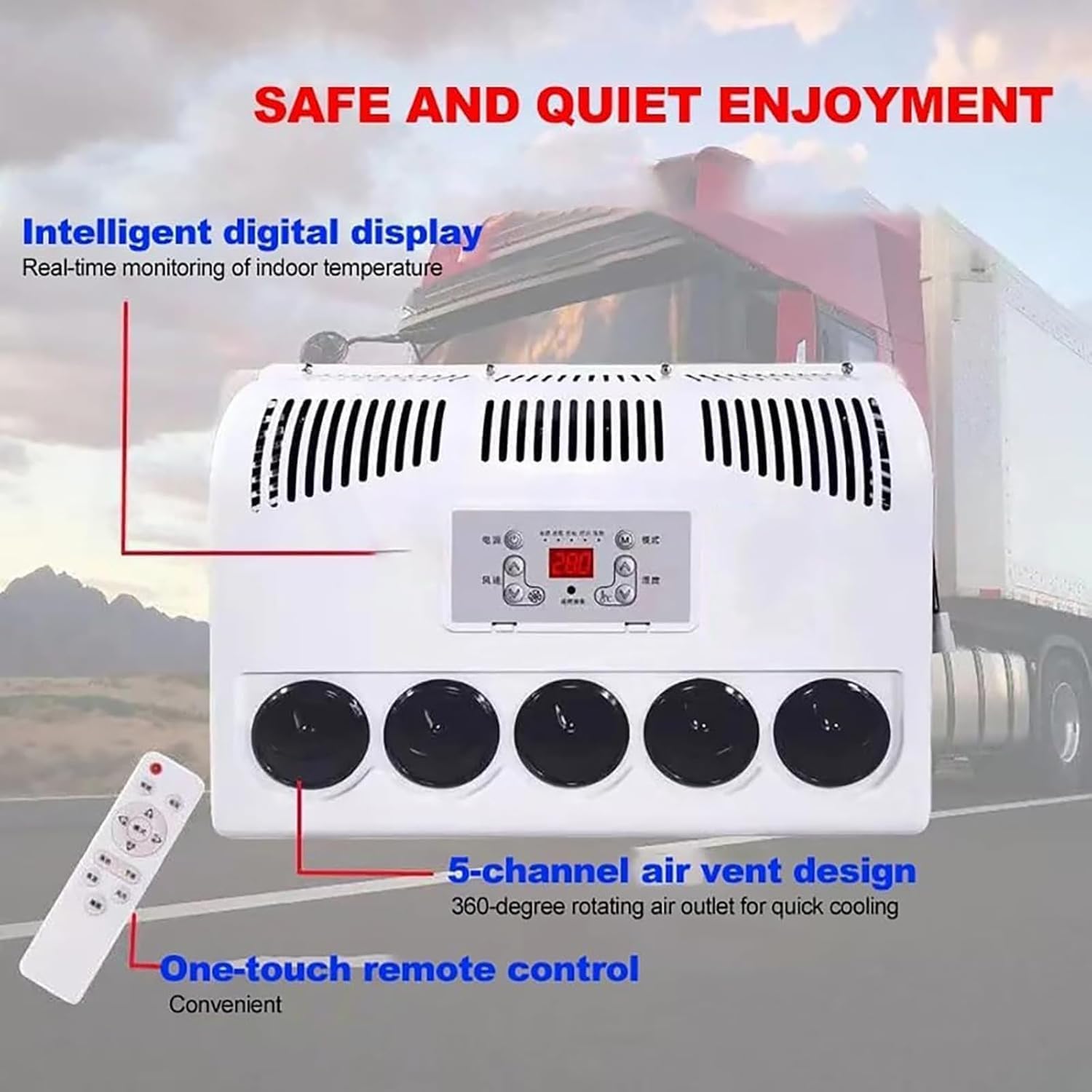 GENERIC Kit De Climatisation Pour Camping-car Et Camion Lourd, Volume D'air De 450 M³/h, Refroidissement Rapide Et Silencieux Pour Camping-car, Bus, Caravane, Pelleteuse, 12 V