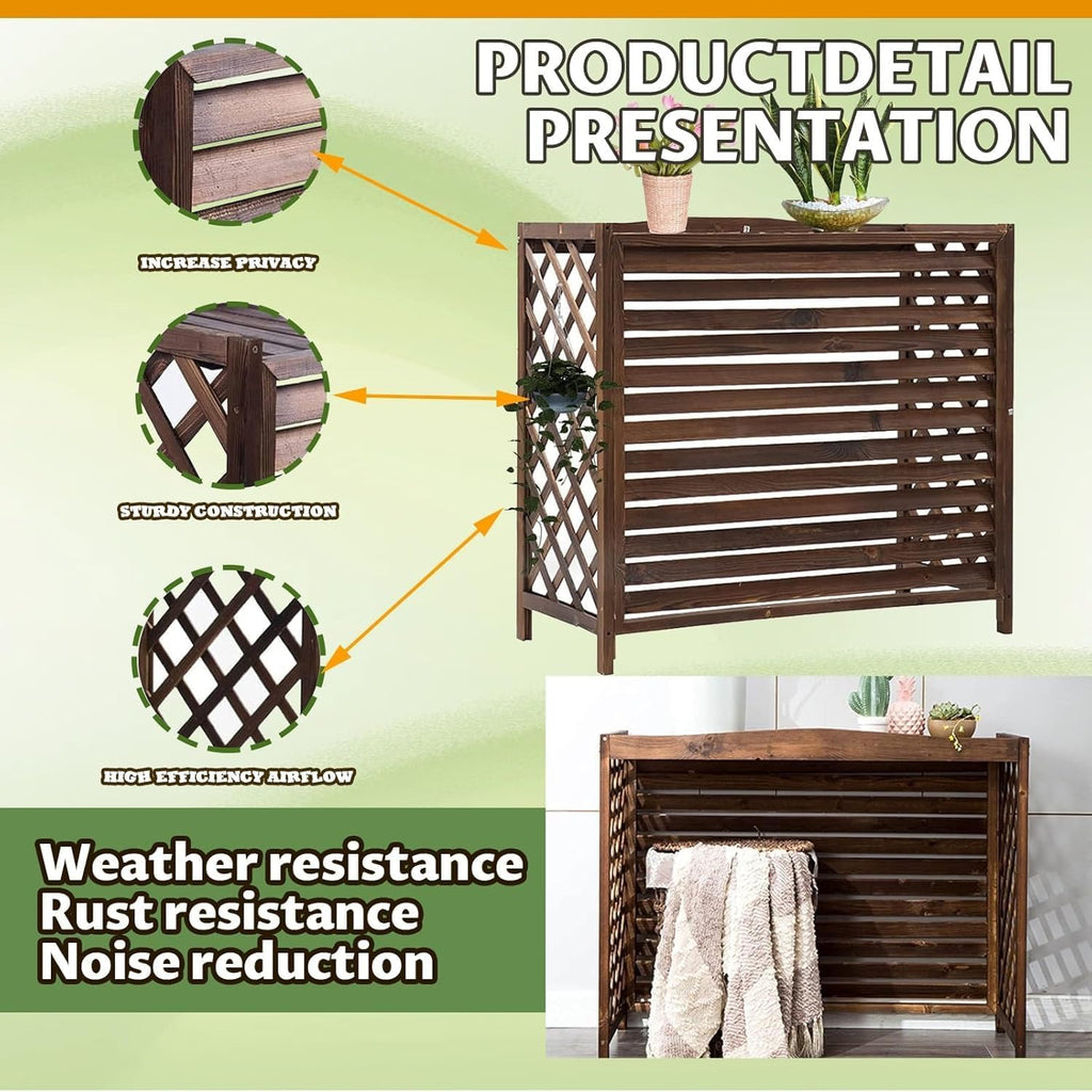GENERIC Support En Bois Pour Climatiseur Extérieur (81 X 30 X 72 Cm) – Résistant Aux Intempéries Réglable En Hauteur, Parfait Pour Une Utilisation Dans Le Jardin Et La Terrasse