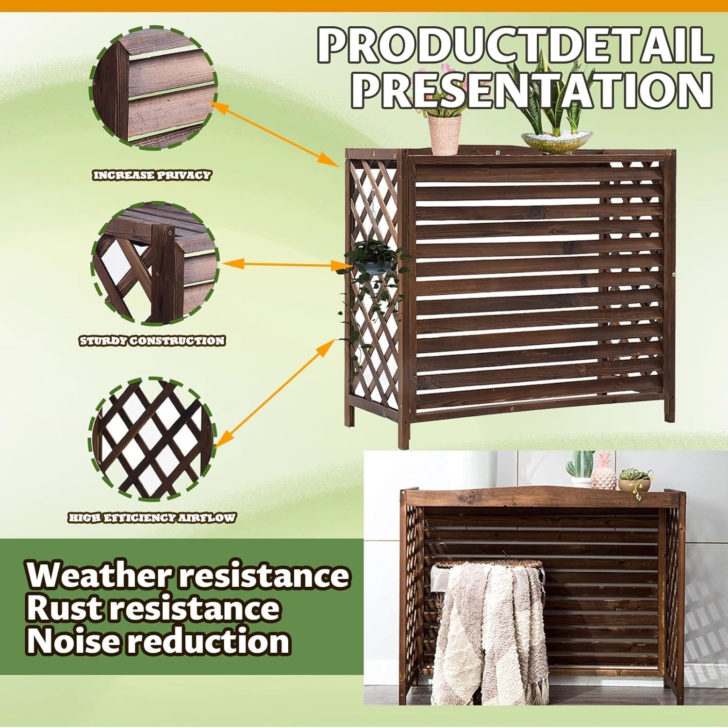 GENERIC Support En Bois Pour Climatiseur Extérieur (81 X 30 X 72 Cm) – Résistant Aux Intempéries Réglable En Hauteur, Parfait Pour Une Utilisation Dans Le Jardin Et La Terrasse