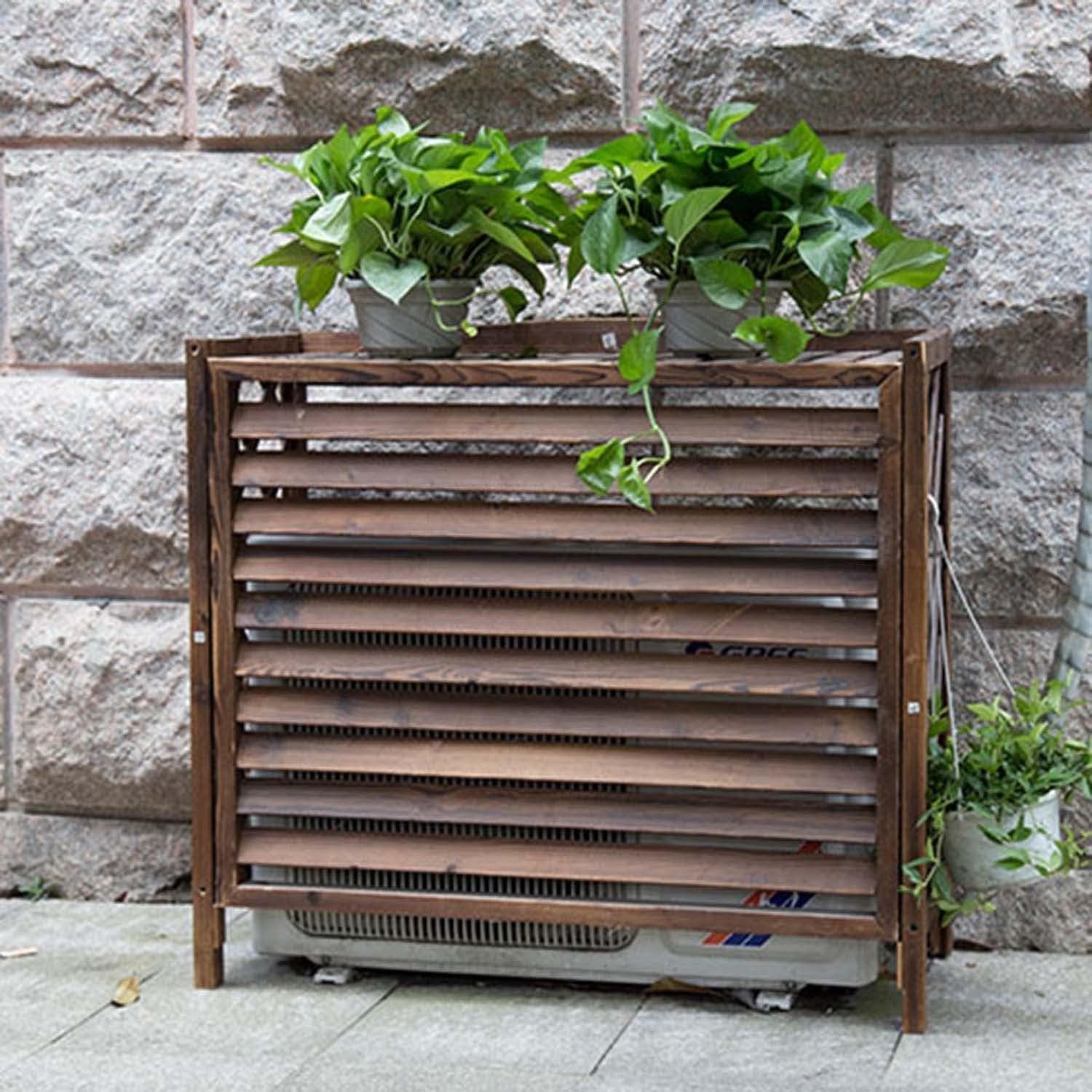  Housse De Protection En Bois Massif Pour Climatisation – Clôture Et Poubelle – Support De Présentation Pour Plantes De Jardin – Grille De Protection Pour Climatiseur Et Pompe à Chaleur – Solution