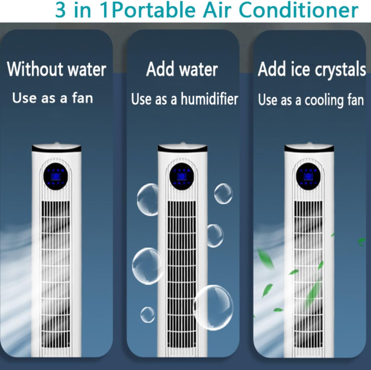 GENERIC Ventilateur De Tour Pour Chambre à Coucher, Refroidisseur D'évaporation Portable Avec Affichage LED, 3 Vitesses, Minuterie De Sommeil, Climatiseur Silencieux Pour Le Bureau à Domicile, Oscillation Lar