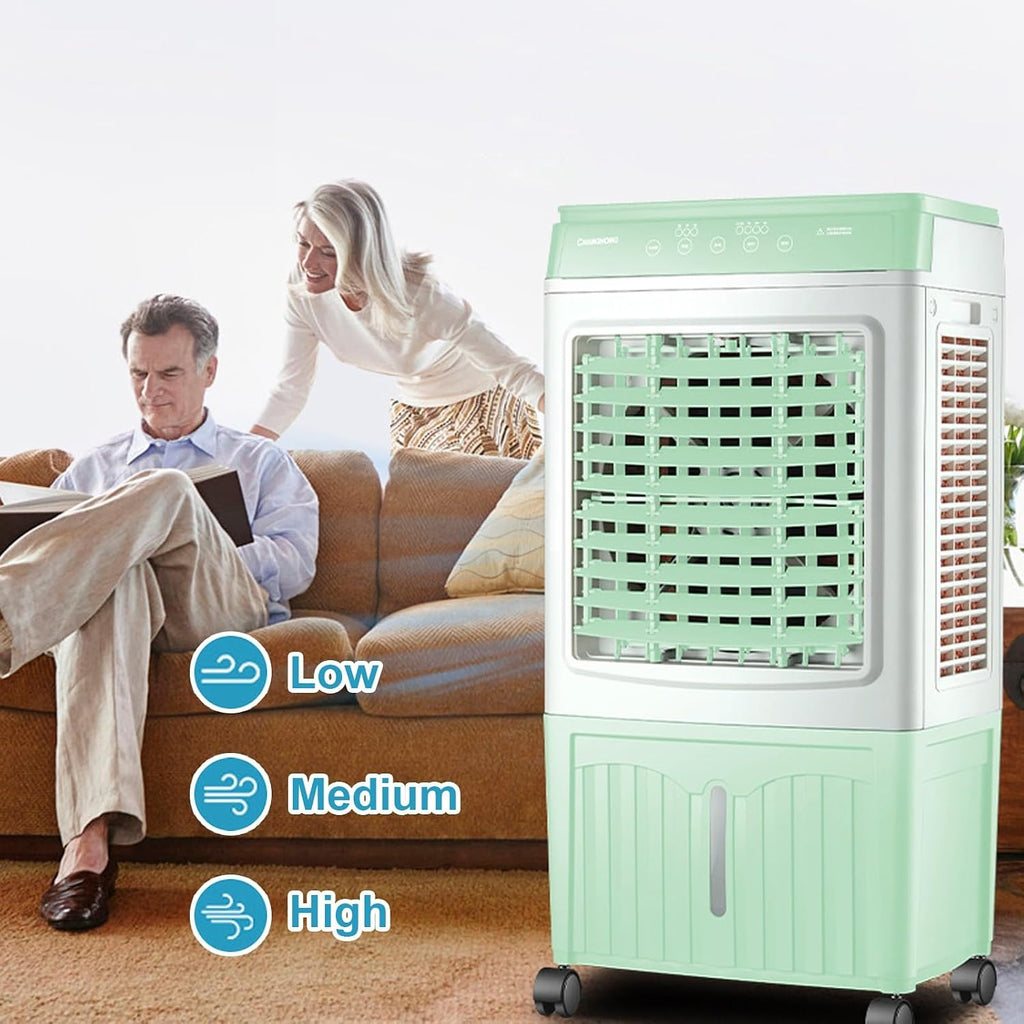  Climatiseur Swamp Cooler, Refroidisseur D'air Par évaporation 3 En 1 Avec Réservoir D'eau De 11,8 Gallons, 3 Modes, 3 Vitesses, Télécommande, Minuterie 12 Heures, Pour Chambre à Co