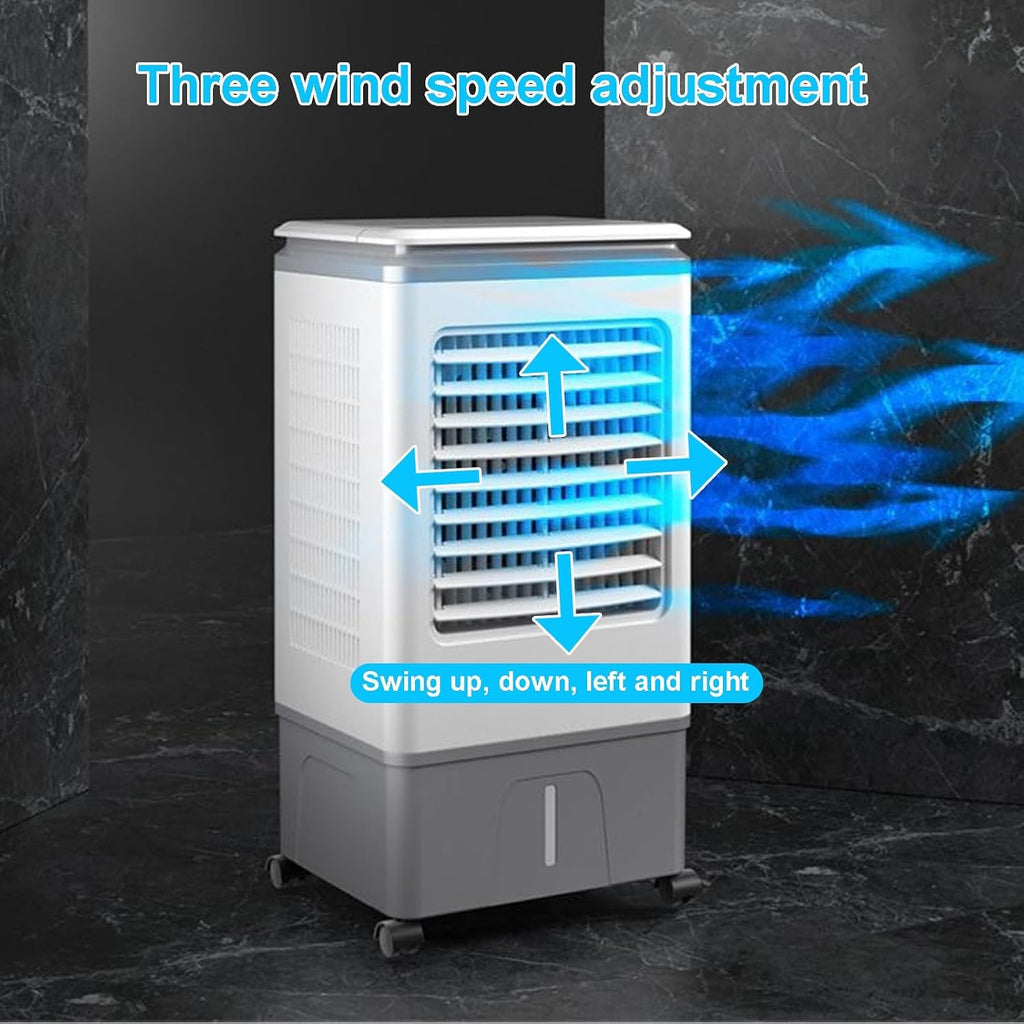 GENERIC Refroidisseur D'air Portable 40L Avec Ventilateur à Air évaporatif à Distance à 3 Vitesses Pour Chambre De 300 Pieds Carrés, Garage, Extérieur.Humidifiant Silencieux Avec Cristaux De Glace Et Roues, U