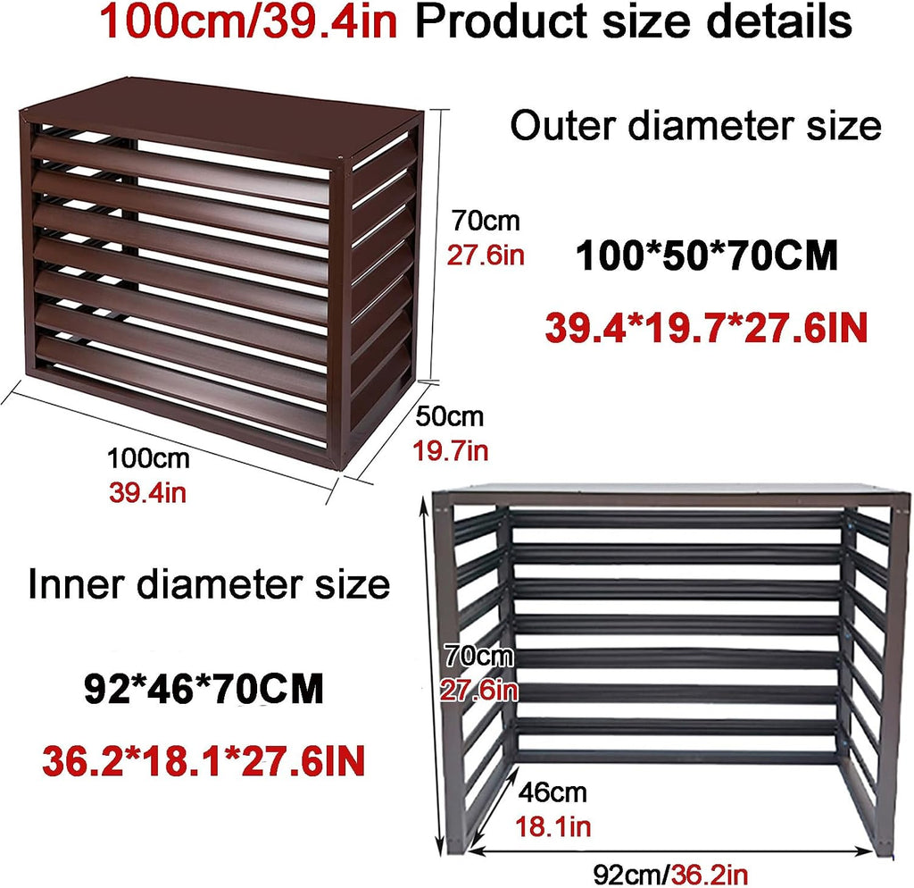  Housse En Aluminium Pour Climatiseur Et Pompe à Chaleur, Protection De L'unité De Climatisation Extérieure – Résistant Aux Intempéries, Gris Et Blanc, Taille 100X Pour Une Durabilité Et Une