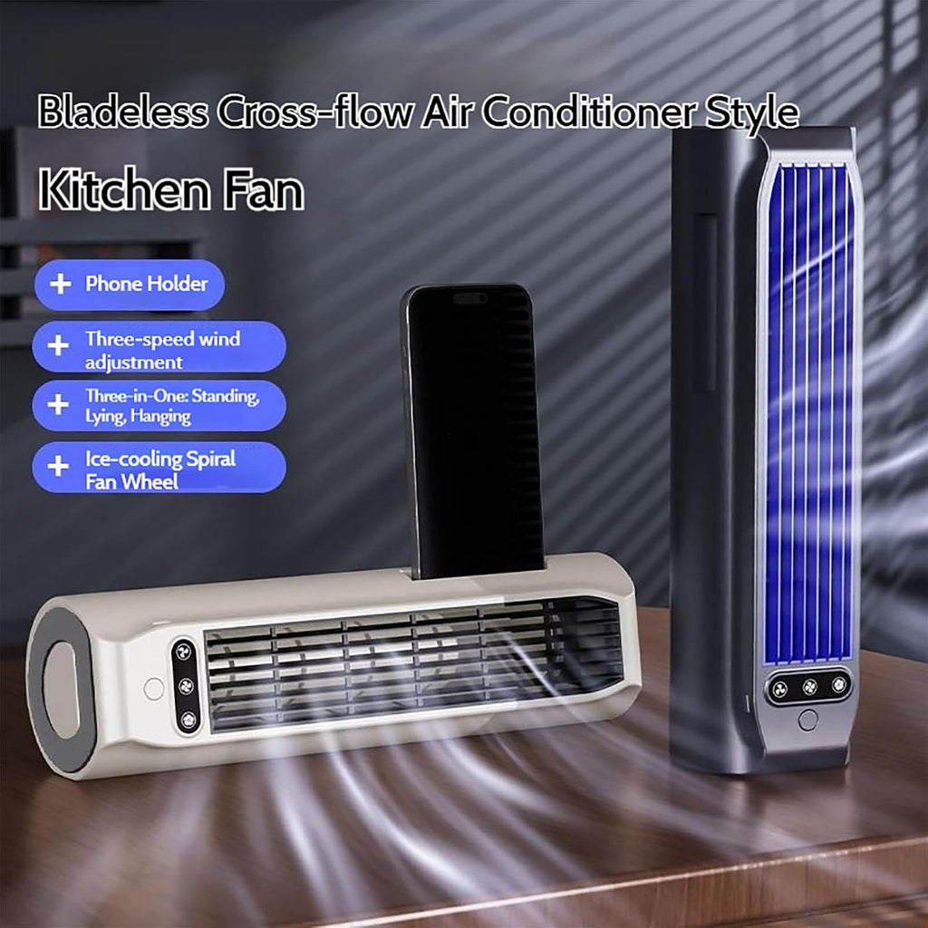 GENERIC Briza AC, Climatiseur QinuxBrizac, Climatiseurs Mobiles Portables De Mise à Niveau 2026 Avec Batterie 3000mah, Ventilateur De Refroidissement Silencieux Sans Lame, 3 Vitesses (blue)