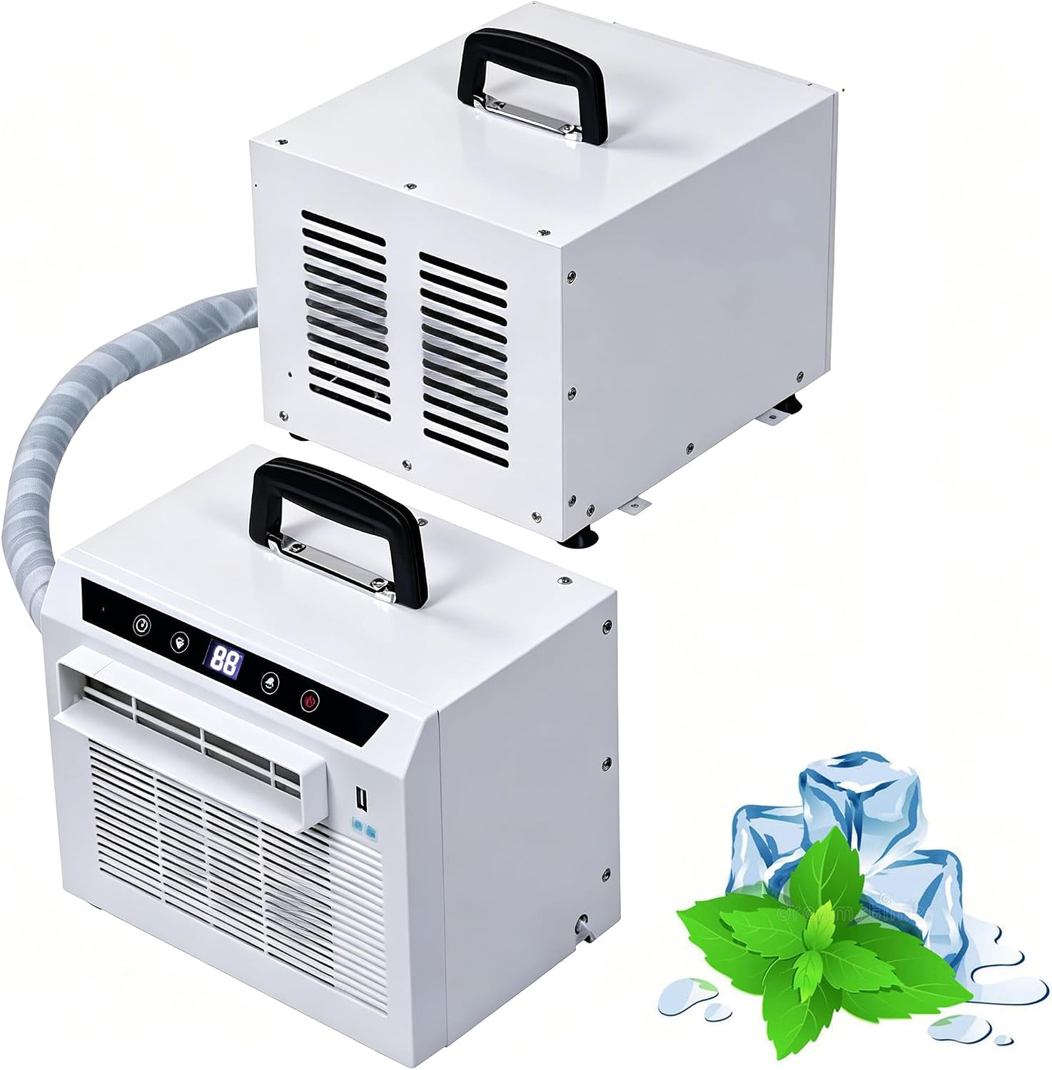 GENERIC Climatiseur Portable Split 3000 Btu, Unité AC Portable 4-en-1 Avec Télécommande, Minuterie 12H, Débit D'air 130M³/h, Sans Installation Requise Pour Tente, Camping-car, Maison Et Bureau 1 Meter Pipe