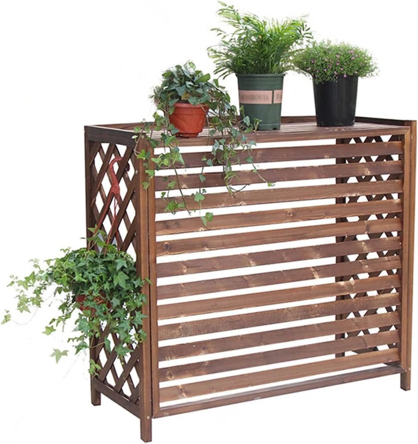  Couvercle En Bois Pour Climatiseur Extérieur - Pompe à Chaleur Et Unité De Climatisation - Support De Présentation Pour Plantes Et Fleurs - 81 X 30 X 72 Cm - Décoration D'intérieur élégante Et