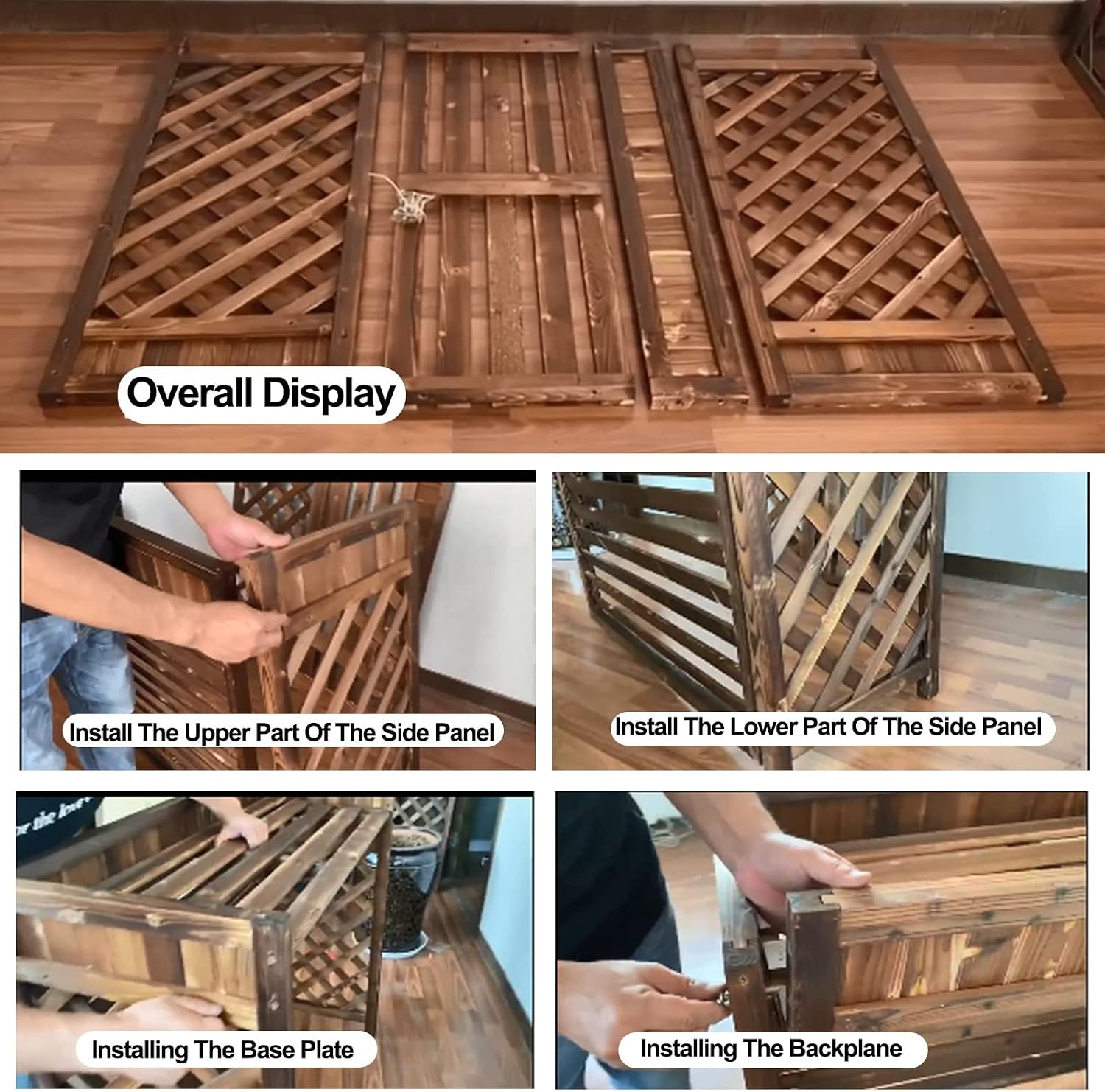  Housse De Climatisation Extérieure En Bois, Clôture De Climatiseur, Support De Fleurs, étagère De Rangement Pour Plantes Pour Condenseur Extérieur, Grilles De Protection