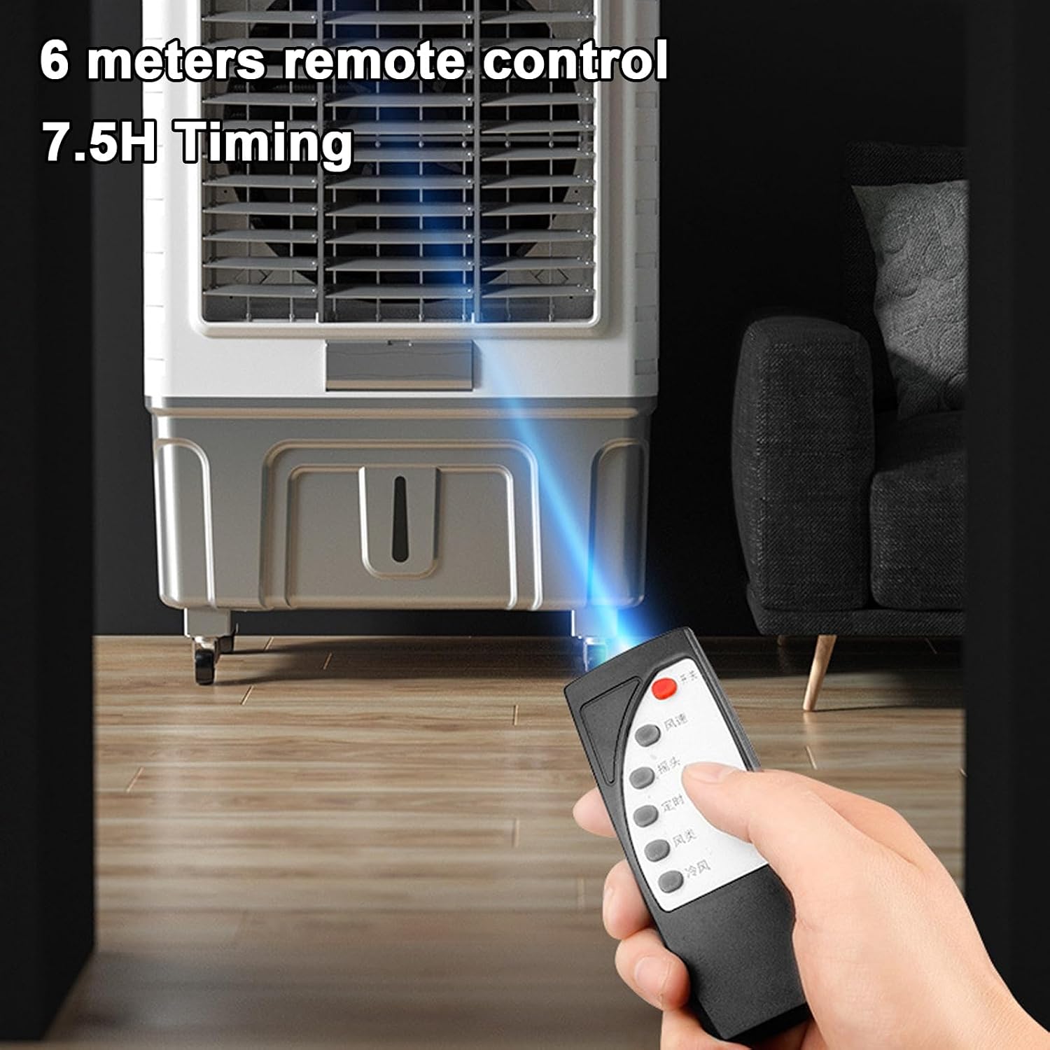  Générique Climatiseur Portable, Refroidisseur évaporatif 3 En 1 Avec Réservoir De 50 L, 6 Blocs Réfrigérants, Télécommande, Minuterie 7 H, Pour La Maison, Le Bureau Ou Le Dortoir (55 L)