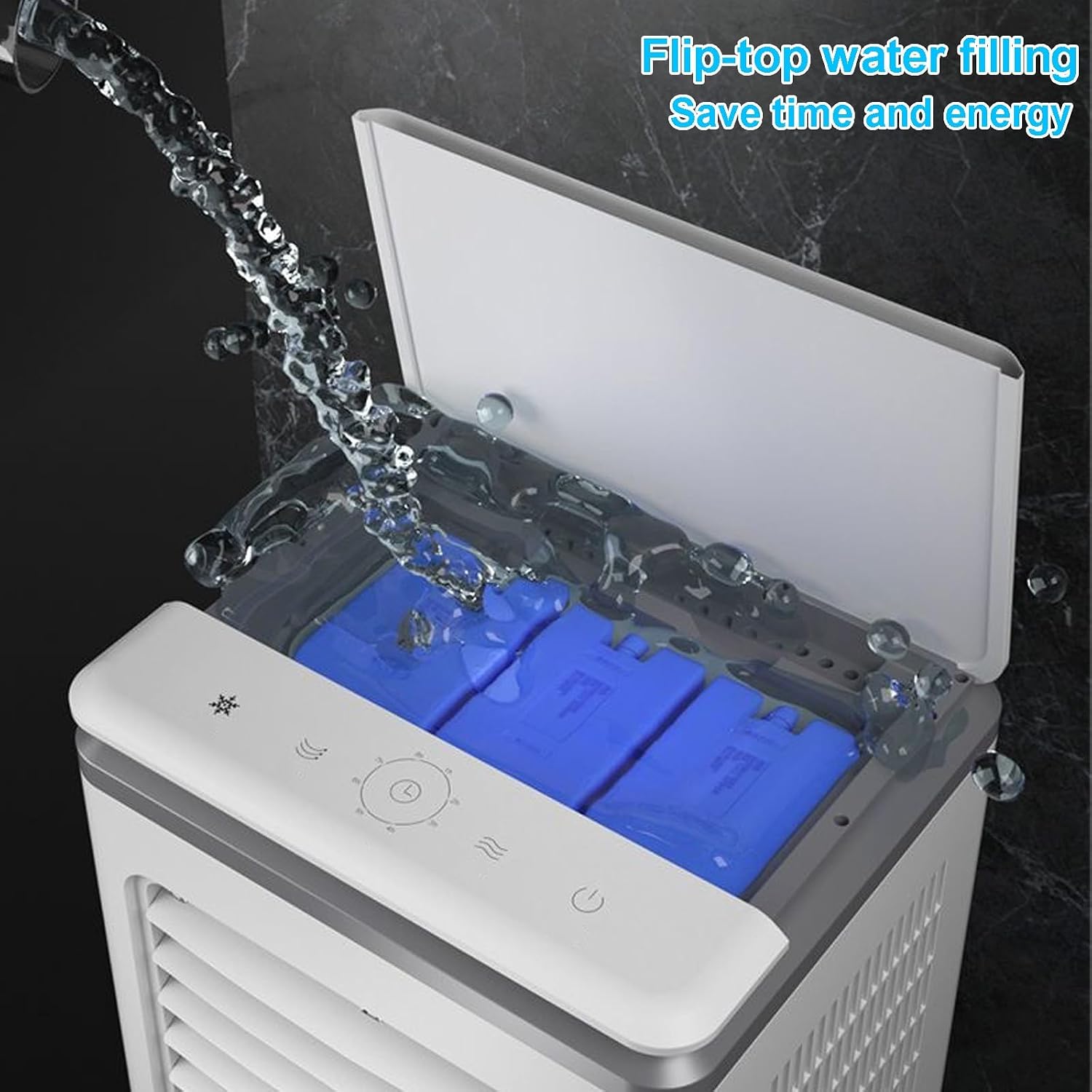 GENERIC Refroidisseur D'air Portable 40L Avec Ventilateur à Air évaporatif à Distance à 3 Vitesses Pour Chambre De 300 Pieds Carrés, Garage, Extérieur.Humidifiant Silencieux Avec Cristaux De Glace Et Roues, U