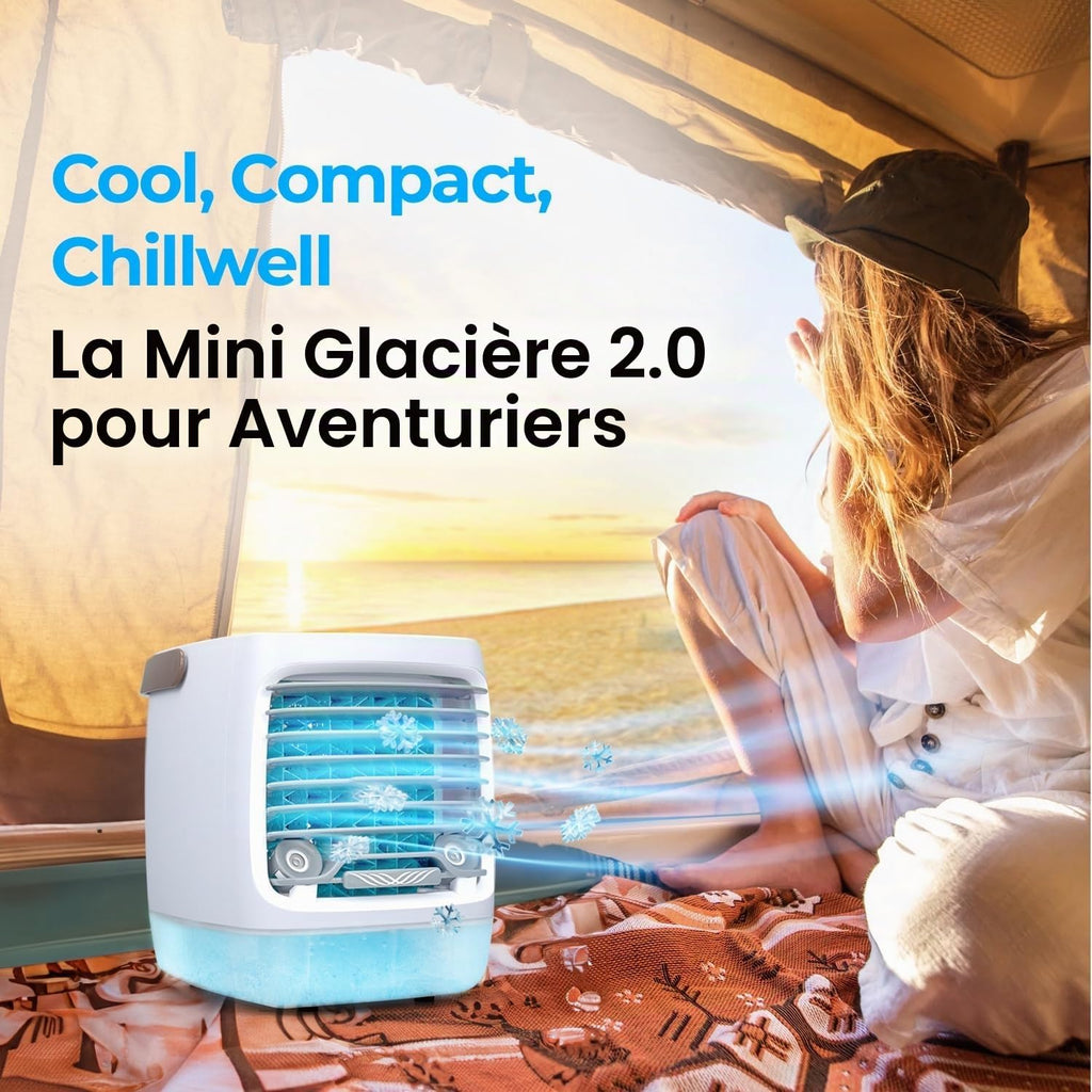  ChillWell Refroidisseur D'air Par évaporation 2.0 Pour Pièce – Mini Refroidisseur De Marais Portable à 4 Vitesses Avec Humidificateur | Unité De Refroidissement Personnelle Intérieure Dans La Chambre,