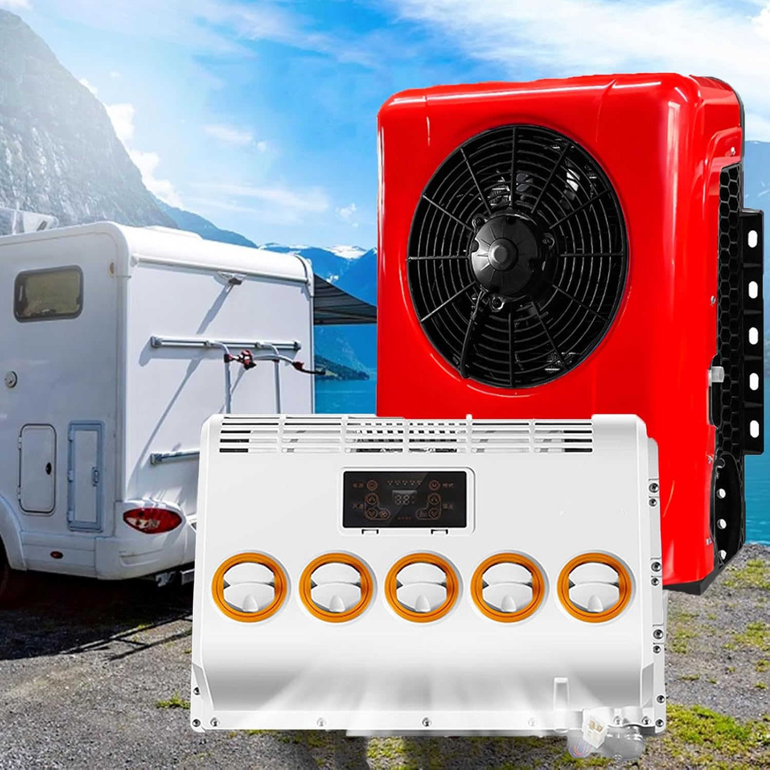  Climatiseur Portable à Suspendre, Refroidissement Rapide, Unité De Climatisation électrique CC Pour Camion, Taxi, Véhicules De Camping, Bus, Remorques Et Fourgonnettes