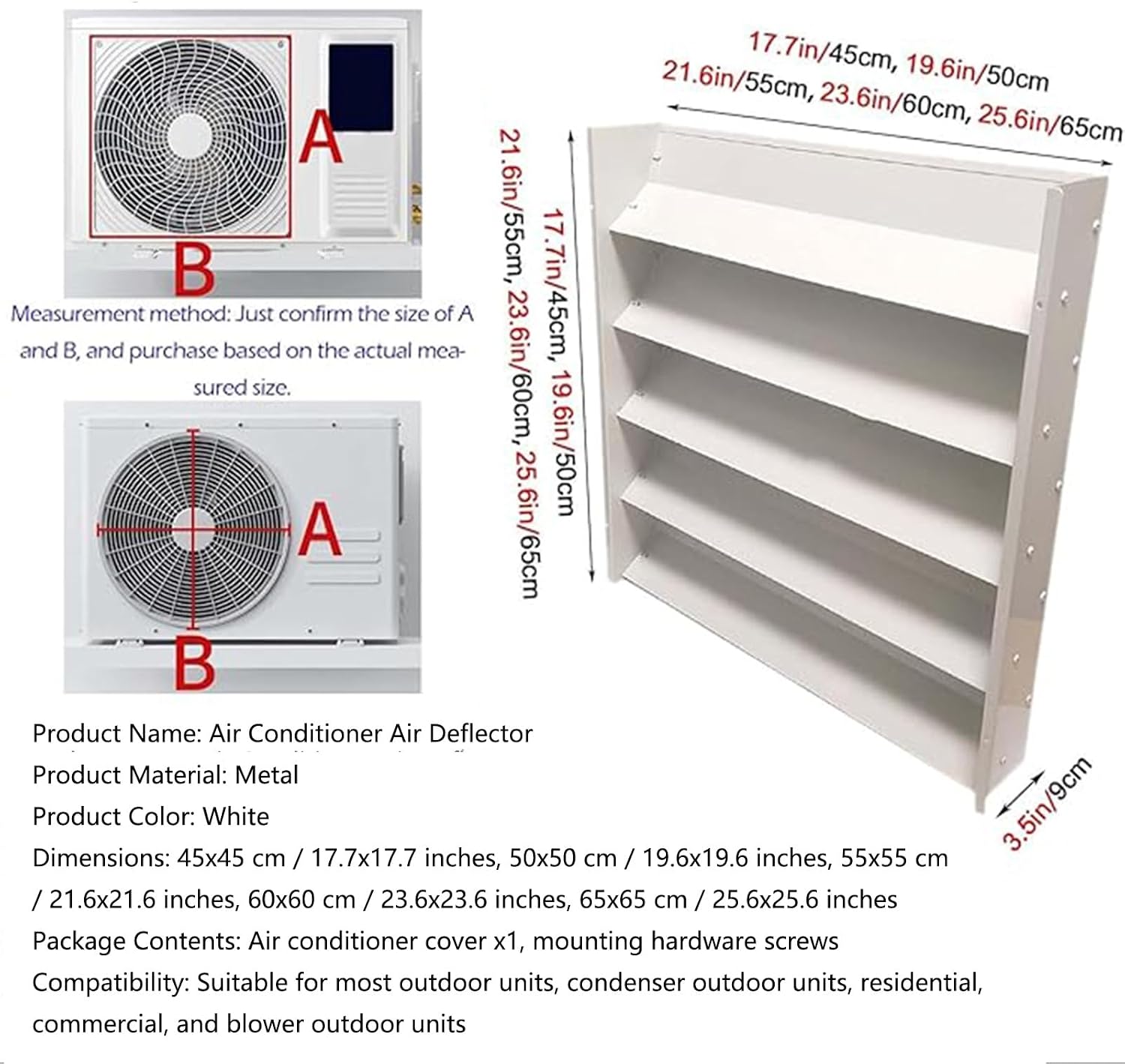  Grille De Protection Pour Climatiseur - 65 X 65 Cm - Pour Compresseur Et Pompe à Chaleur - Protection Efficace Contre Les Intempéries