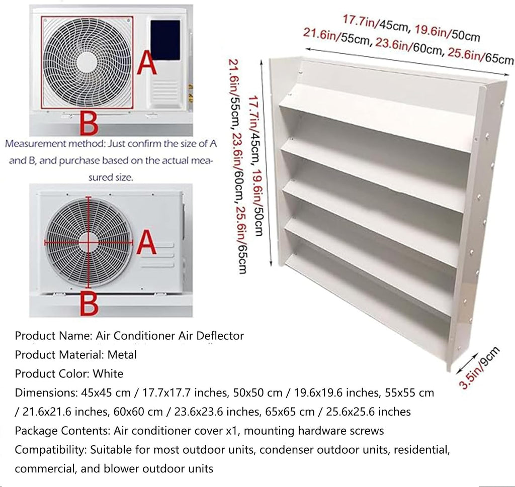 GENERIC Climatiseur Extérieur - 65 X 65 Cm - Pare-vent Pour Flux D'air Direct - Grille D'aération Réglable - Résistant Aux Intempéries - Pour Une Efficacité énergétique Et Un Confort Optimal