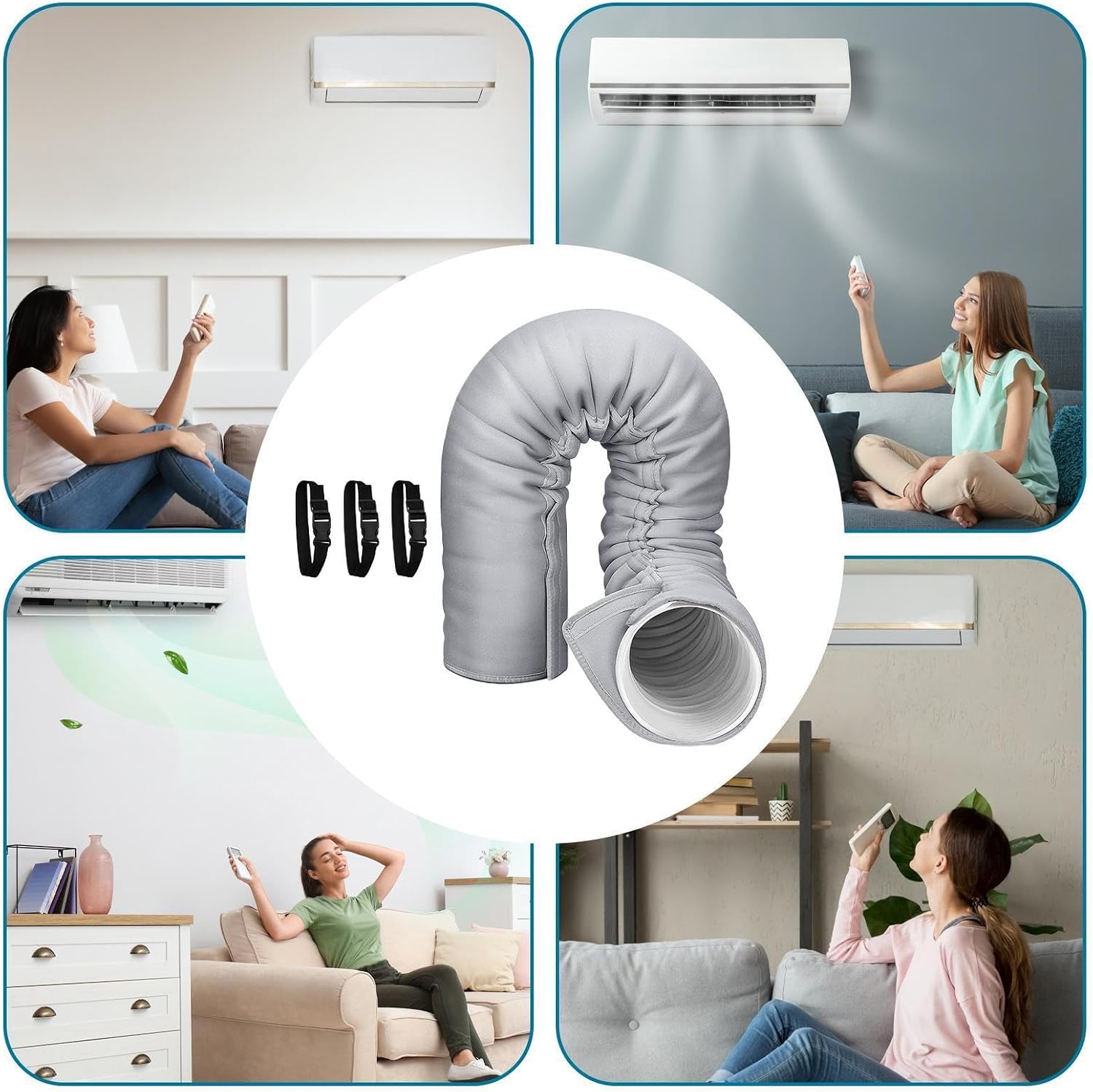  150 X 53Cm Couvercle De Tuyau De Climatisation Portable, Isolation Tuyau Climatiseur Manchon, Pour Tuyaux De 5 Et 5.9, Housse Portable En EVA, Pour Touss Les Tuyaux D'Évacuation De Climatiseurs Mobile