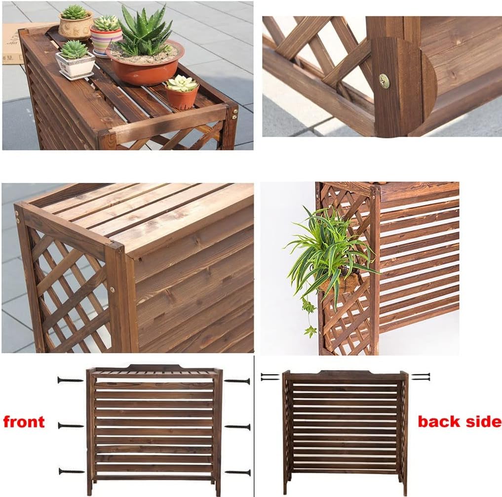 GENERIC Housse Imperméable En Bois Massif Pour Climatiseur Et Clôture D'intimité – Support De Fleurs D'extérieur En Bois 100 X 43 X 94 Cm Résistant Aux Intempéries – Décoration De Jardin