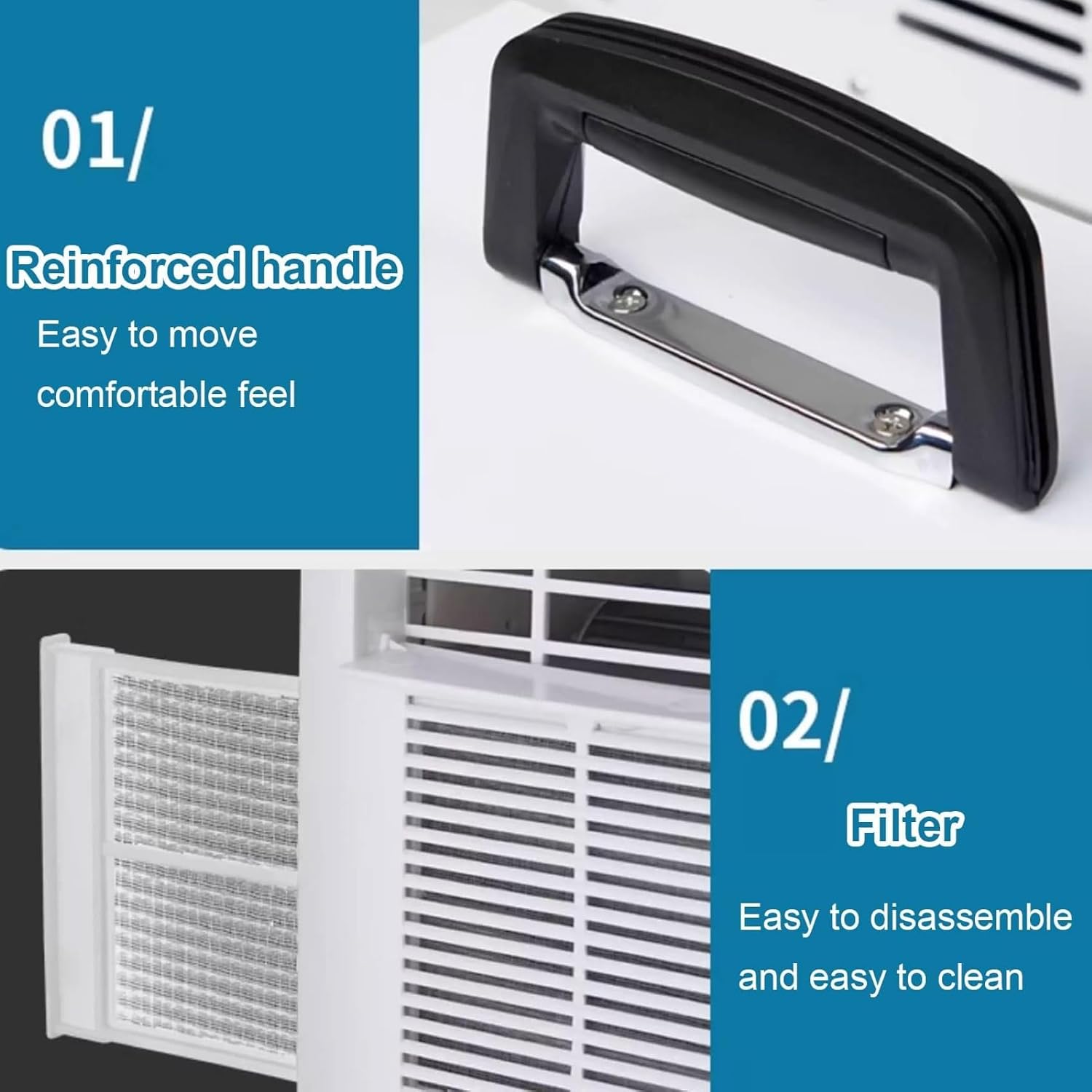 GENERIC Climatiseur Portable Split 3000 Btu, Unité AC Portable 4-en-1 Avec Télécommande, Minuterie 12H, Débit D'air 130M³/h, Sans Installation Requise Pour Tente, Camping-car, Maison Et Bureau 1 Meter Pipe
