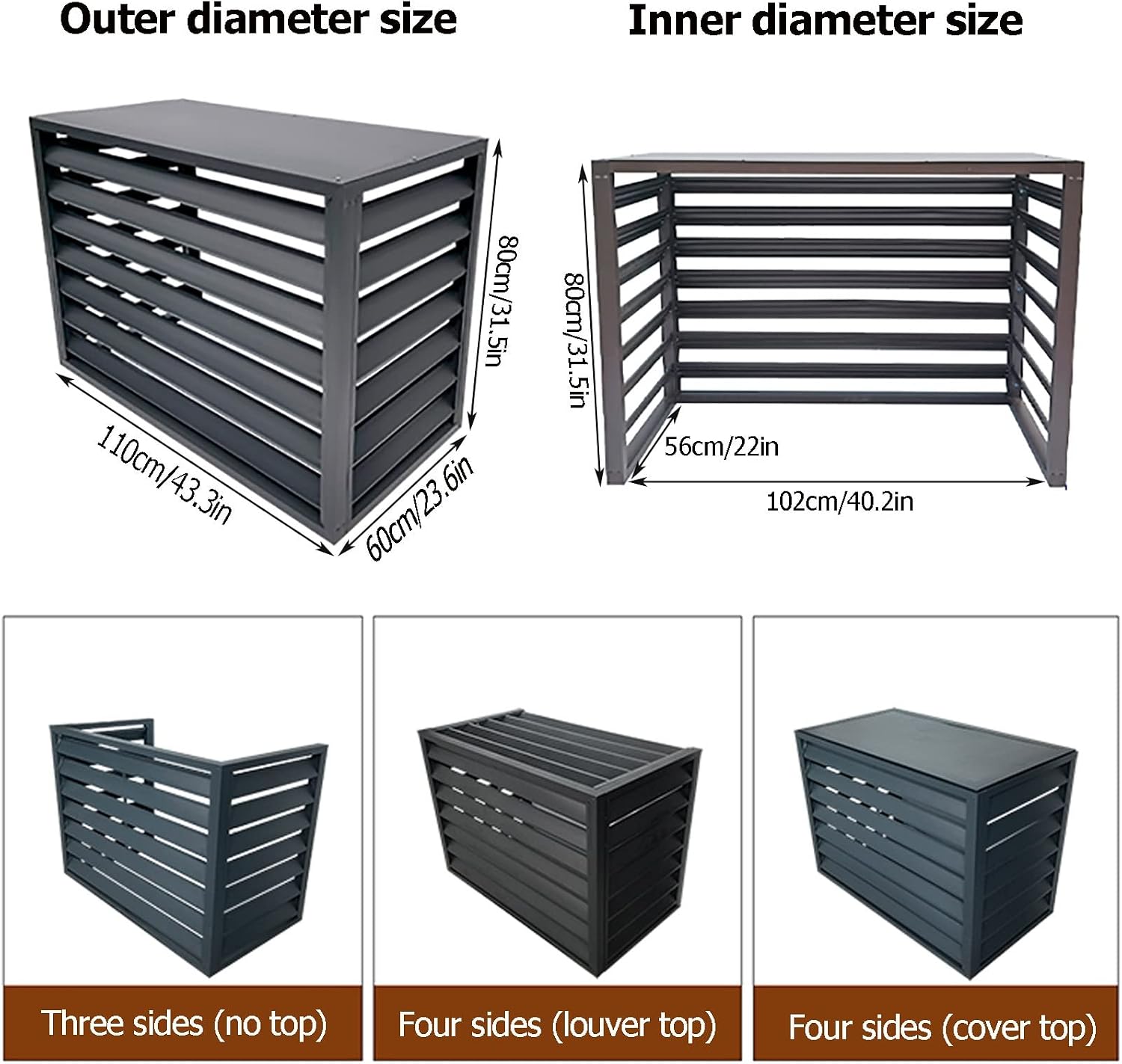 GENERIC Housse De Climatiseur D'extérieur En Aluminium Résistant Aux Intempéries Avec Persiennes Pour Unités Centrales De Climatisation, Protection Contre Les Déchets Et Bouclier Extérieur élégant