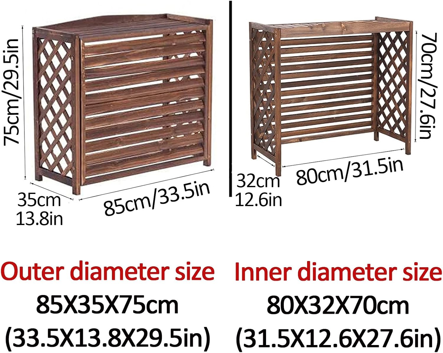 GENERIC Housse De Protection En Bois Pour Climatiseur Et Radiateur - Design élégant En Treillis - Support Pour Plantes En Bois Massif Et écran D'intimité Pour Climatiseurs Extérieurs
