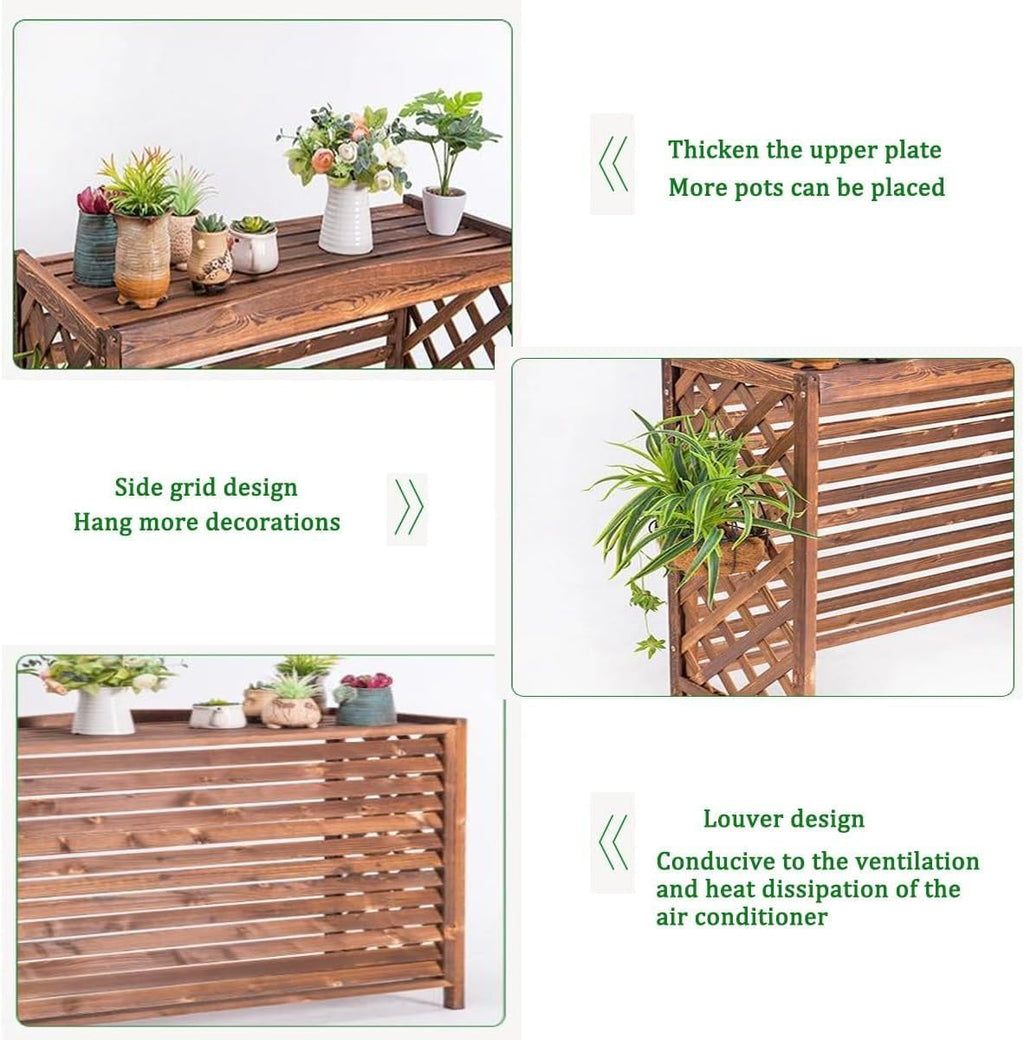 GENERIC Housse De Climatiseur En Bois Massif Et Support De Fleurs Noir Pour Climatiseur - Store élégant Pour Climatisation - Convient Aux Unités De 105 X 47 X 80 Cm - Solution De Décoration Intérieure