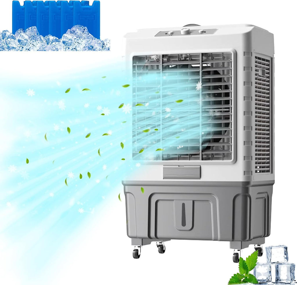 GENERIC Refroidisseur D'air Portable Avec Réservoir De 55L, Ventilateur D'évaporation à 3 Vitesses, Vent Oscillant Pour Les Dortoirs De Bureau De La Pièce, Roues De Mouvement Facile, Fonctionnement Silencieux