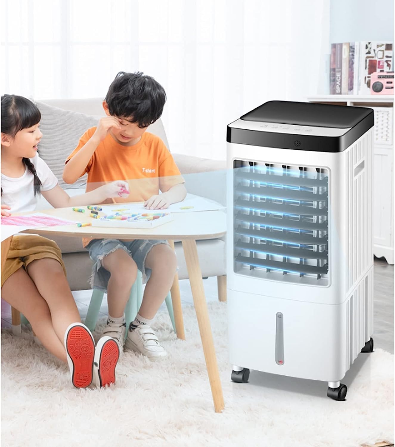 GENERIC Refroidisseur D'air Portable 10L Refroidisseur D'eau, Unité De Courant Alternatif évaporatif Sans Vent Avec 3 Vitesses, Télécommande, Fonction Oscillante, Fonctionnement Silencieux Pour L'utilisation