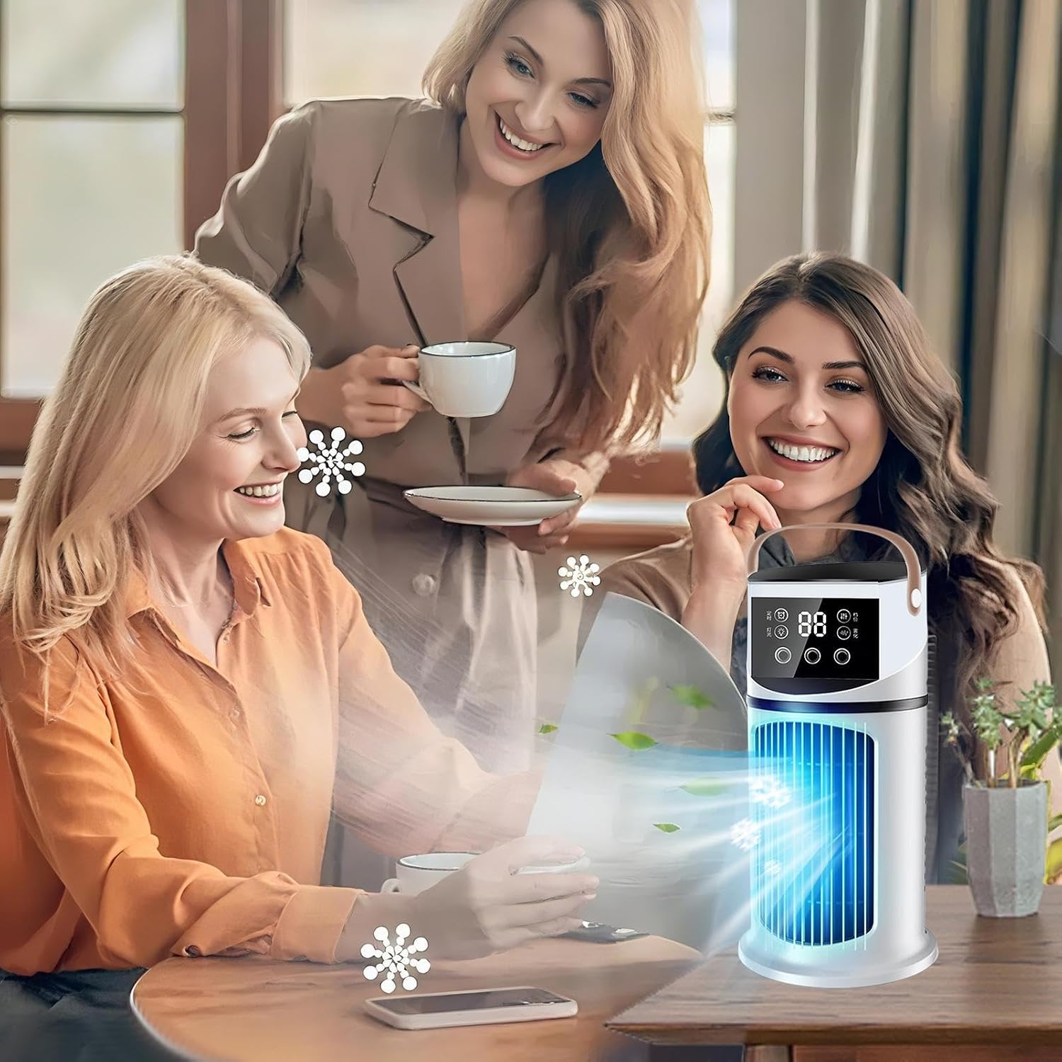  Climatiseur Mobile 9000 BTU Climatiseur Portable, USB 4 En 1 Climatiseur Mobile Avec Déshumidificateur,Rafraîchisseur D'Air Ventilateur Et Mode Nuit - Silencieux Pour Maison/Bureau