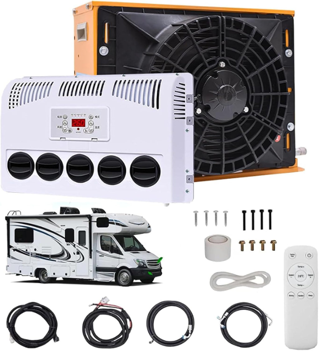GENERIC Kit De Climatiseur Pour Camping-car, Système Split De Stationnement Avec Volume D'air De 450 M³/h, Refroidissement Rapide Et Silencieux Pour Camions Semi-remorques, Bus Et Caravanes