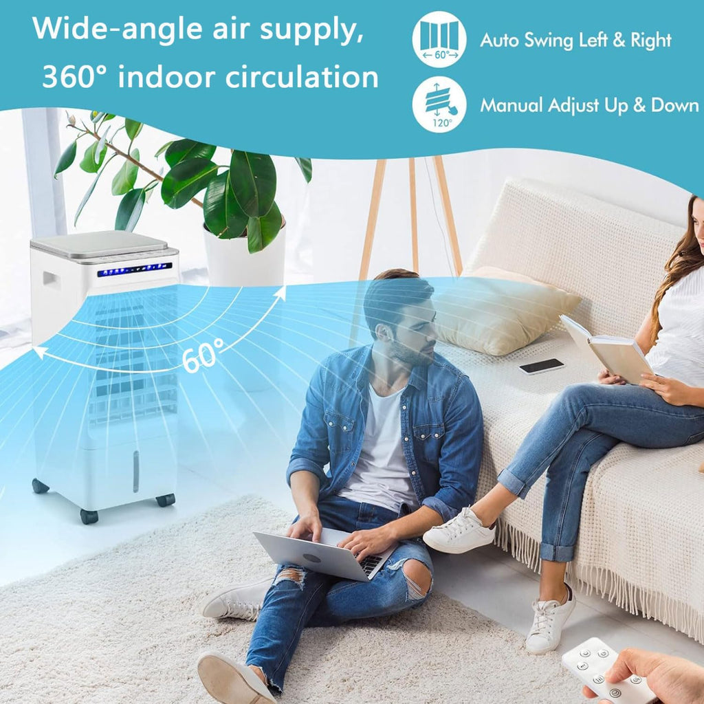 GENERIC Ventilateur D'évaporation Portable De Refroidisseur D'air Portable 5L Avec Télécommande, Unité à 3 Vitesses à Courant Alternatif Oscillant Automatique, Humidificateur Silencieux Pour Le Bureau De La C
