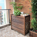  Marron Bois Massif Cache Climatiseur Exterieur Pour Unité Extérieure, Rétro Marron Climatisation Cadre Décoratif Pour Climatiseur Support Pour Plantes Et Fleurs(Small-85x35x75cm)