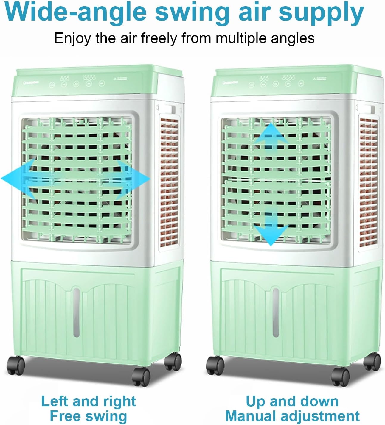  Climatiseur Swamp Cooler, Refroidisseur D'air Par évaporation 3 En 1 Avec Réservoir D'eau De 11,8 Gallons, 3 Modes, 3 Vitesses, Télécommande, Minuterie 12 Heures, Pour Chambre à Co