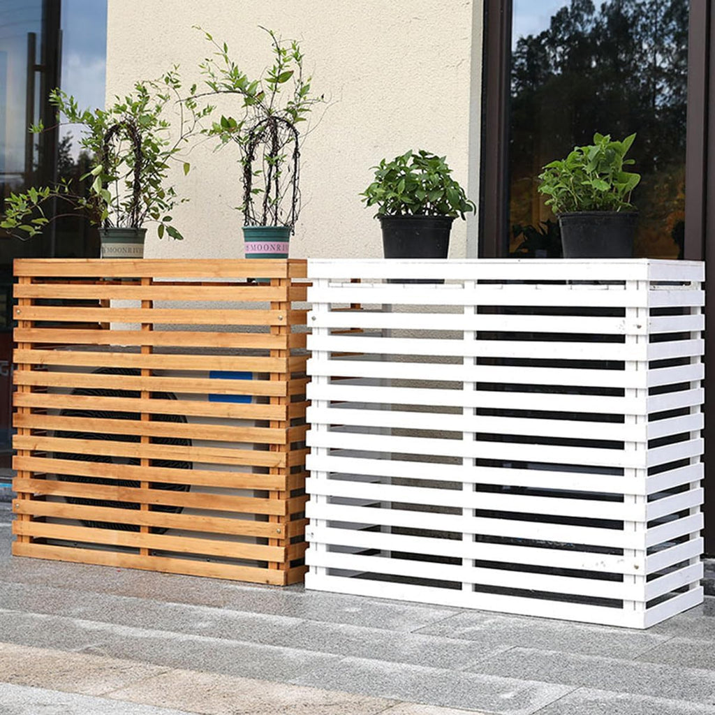 GENERIC Housse De Protection Pour Climatiseur D'extérieur En Bois Massif Avec Persiennes - Protection Résistante Aux Intempéries - Support De Fleurs Polyvalent - Dimensions (H X L X P) : 85 X 35 X 80 Cm