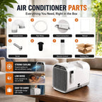  Climatiseur De Tente Silencieux Et Compact De 4400/5100 BTU Pour Camping 1500W | Climatiseur De Camping 4 En 1 (refroidisseur/déshumidificateur/ventilateur/veilleuse), évaporation Automatique Sans Vidange