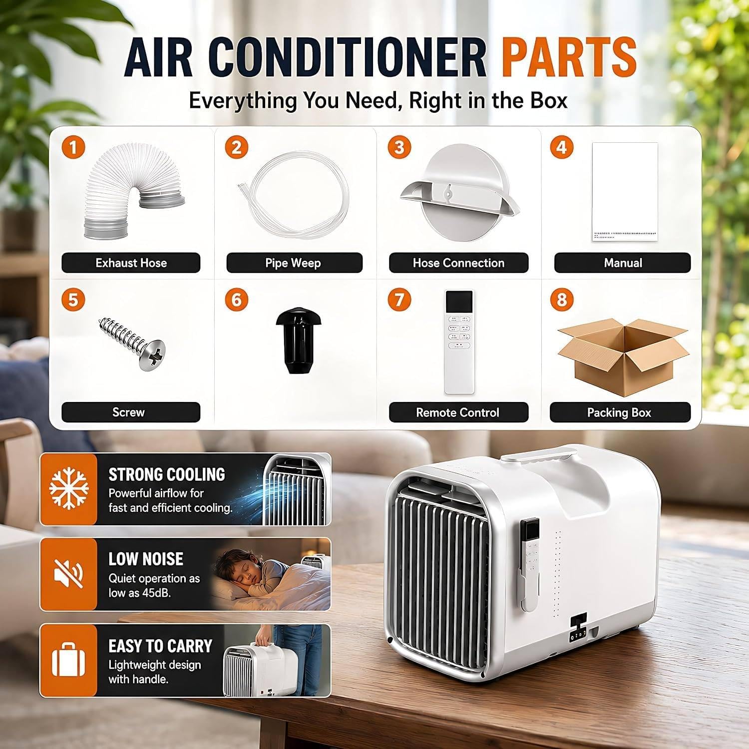  Climatiseur De Tente Silencieux Et Compact De 4400/5100 BTU Pour Camping 1500W | Climatiseur De Camping 4 En 1 (refroidisseur/déshumidificateur/ventilateur/veilleuse), évaporation Automatique Sans Vidange