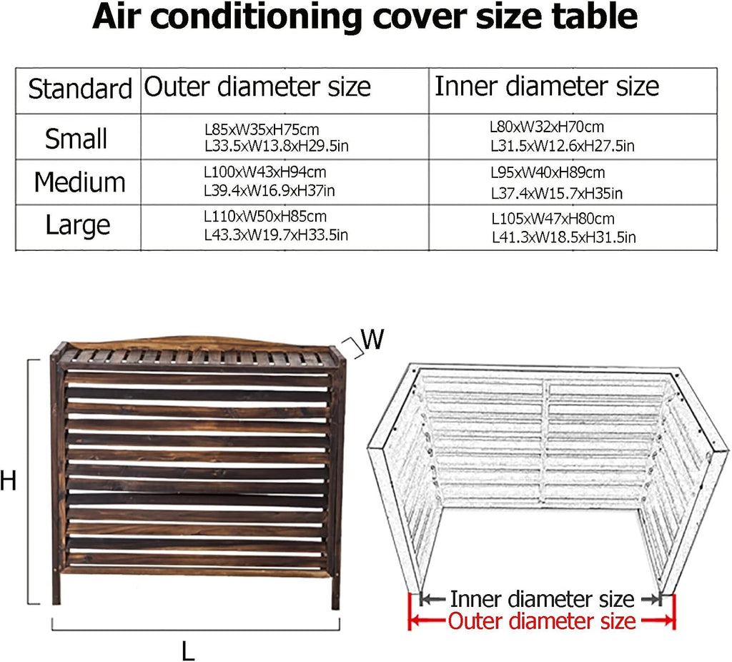  Housse De Protection Pour Climatiseur Extérieur En Bois Massif Pour Unités De Climatisation, écran Décoratif En Bois Et Support De Fleurs Résistant Aux Intempéries Pour Unité De Climatisation