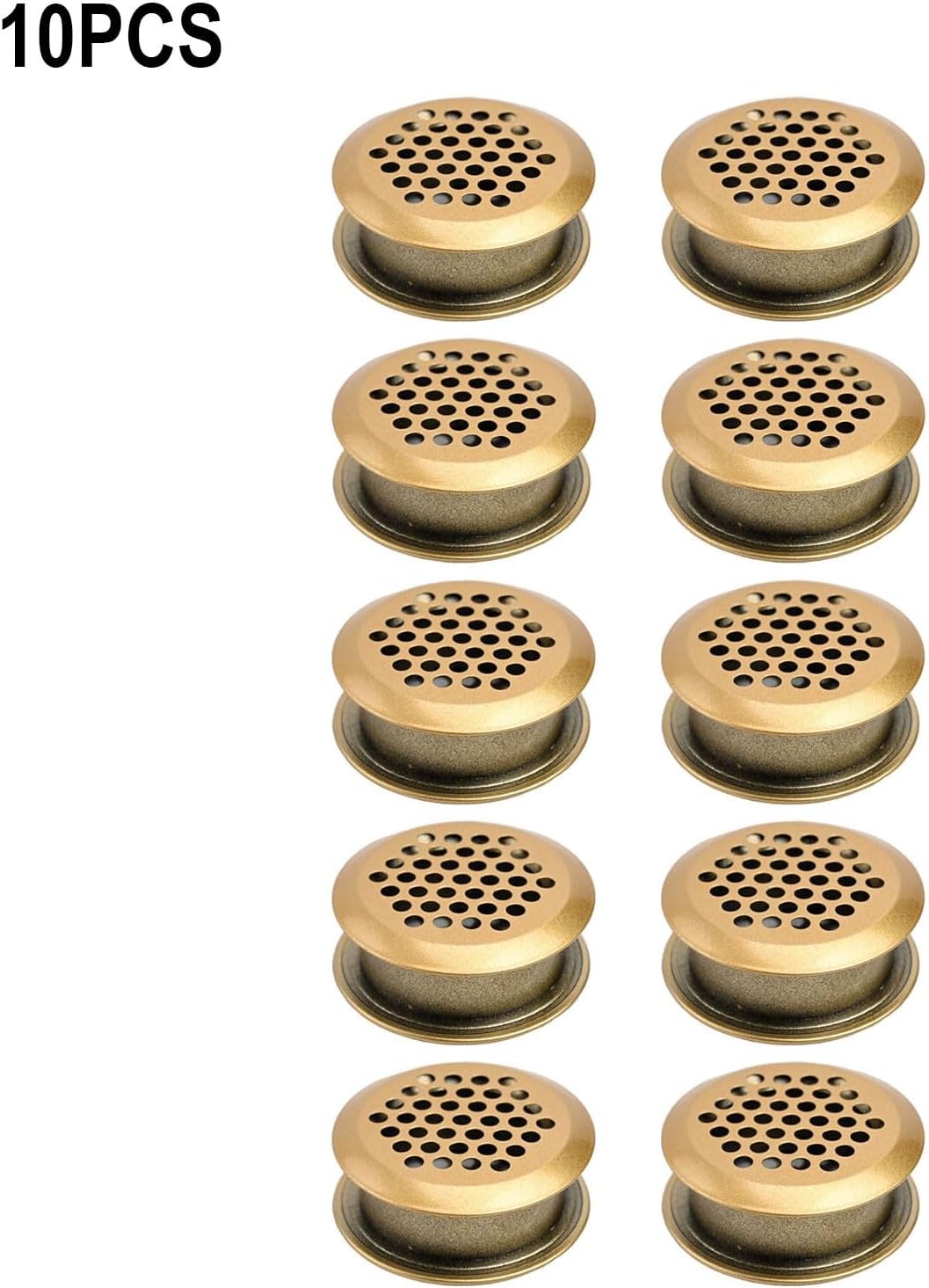  Lot De 2 Cache-grilles D'aération Pour Meubles, Grille D'aération En Acier Inoxydable, Design Double Face, Prévention De L'humidité, Maille Persienne De 35 Mm, Doré, Pour Armoire à