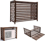 GENERIC Housse De Protection Décorative Imperméable En Bois Pour Climatiseurs Et Pompes à Chaleur (115 X 54 X 95 Cm, Marron, Antirouille Et Résistant à La Corrosion)
