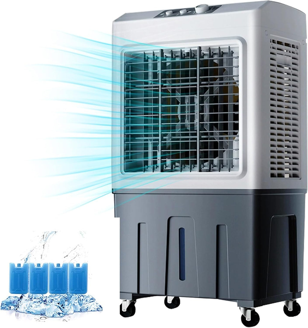  Ventilateur Refroidisseur D'air Évaporatif Commercial, Humidificateur Industriel, Climatiseur 3 En 1 200W, Grand Réservoir D'eau 50L, Refroidisseurs D'air Pour La Maison, Refroidir Jusqu'à 50 M² (Col