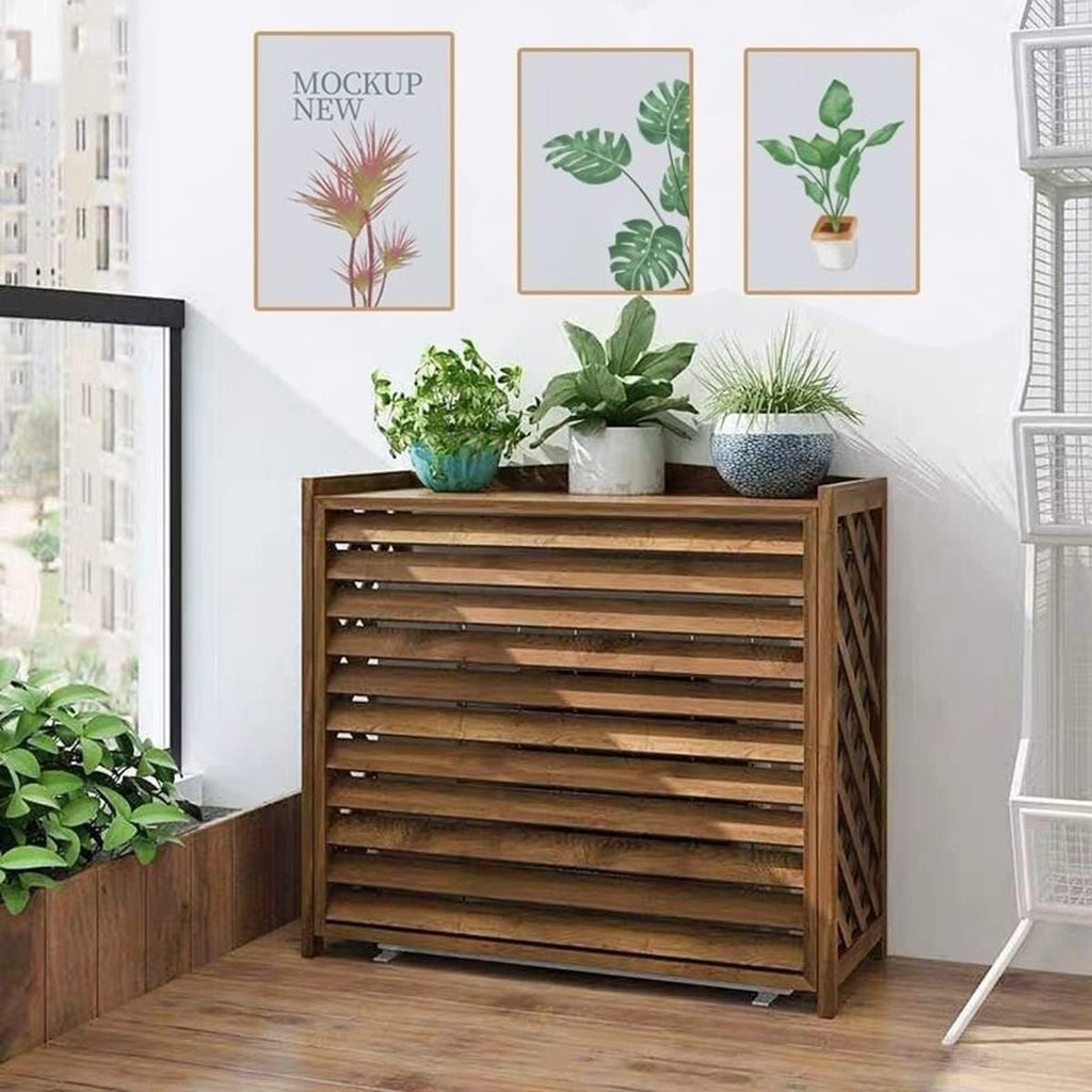  Housse De Protection Pour Climatiseur, Clôture Extérieure, Protection Pour Climatiseur, étagère, Présentoir Pour Plantes, Persienne, Protection Pour Climatiseur, Bois Massif