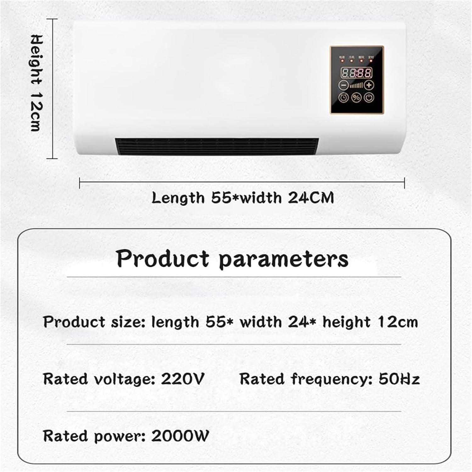  Climatisation Fixation Murale Avec Télécommande, Appareil Climatique Intérieur Calme 30dB, Fonction Chaud Et Froide, Fonction De Minuterie Intelligente, Sûr Et Ergonomique, Idéal Pour La Chambre À Cou