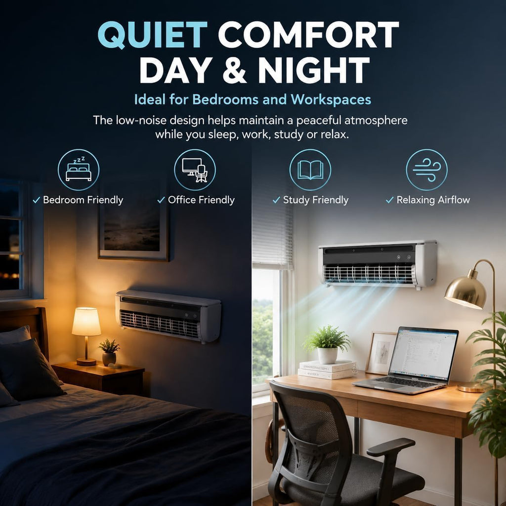  Climatiseur Mural à Chargement Sans Fil, Unité De Climatisation Murale Portable Pour Cuisine, Chambre à Coucher, Ventilateur De Refroidissement Sans Perçage, Refroidissement Instantané Pour (Blanc)