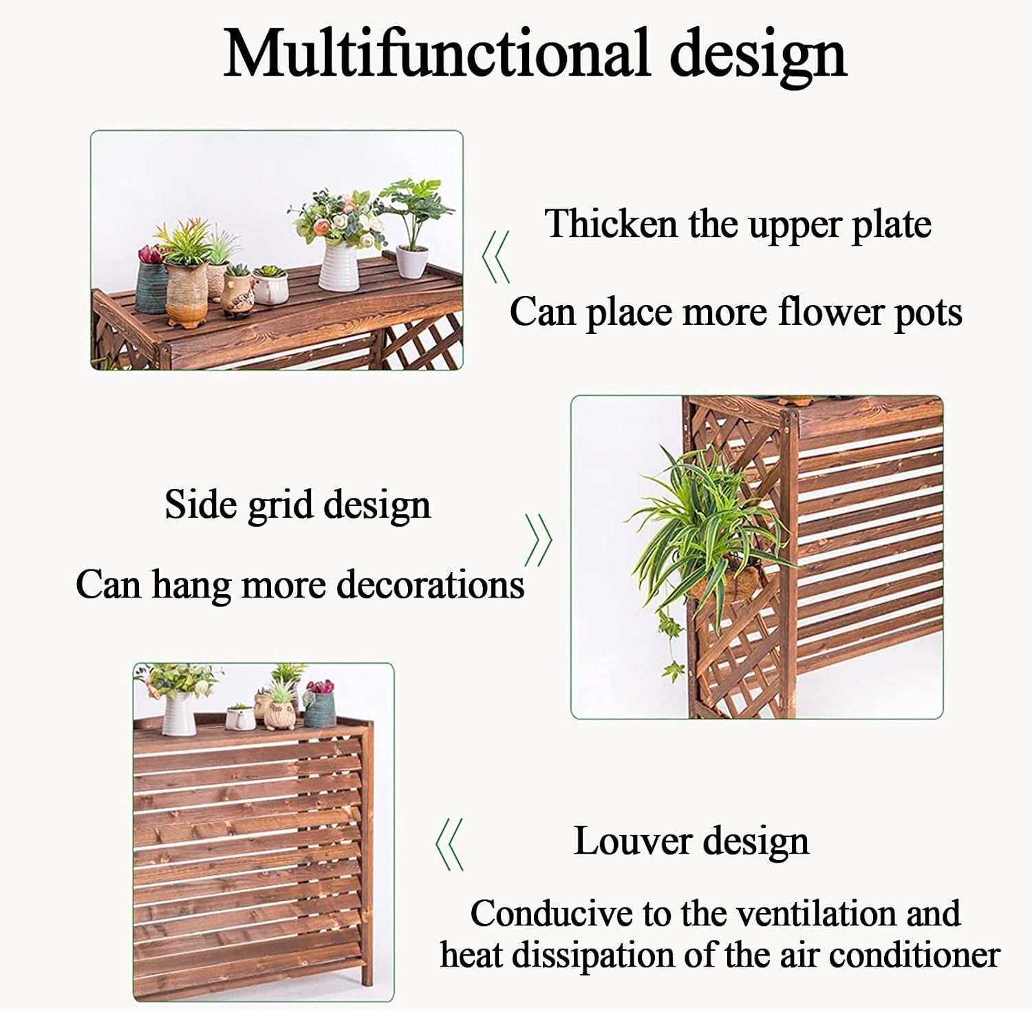 GENERIC Housse De Protection Pour Climatiseur Extérieur En Bois Massif - Clôture D'intimité Pour Fenêtre - Décoration De Jardin Pour Une Esthétique Extérieure Améliorée