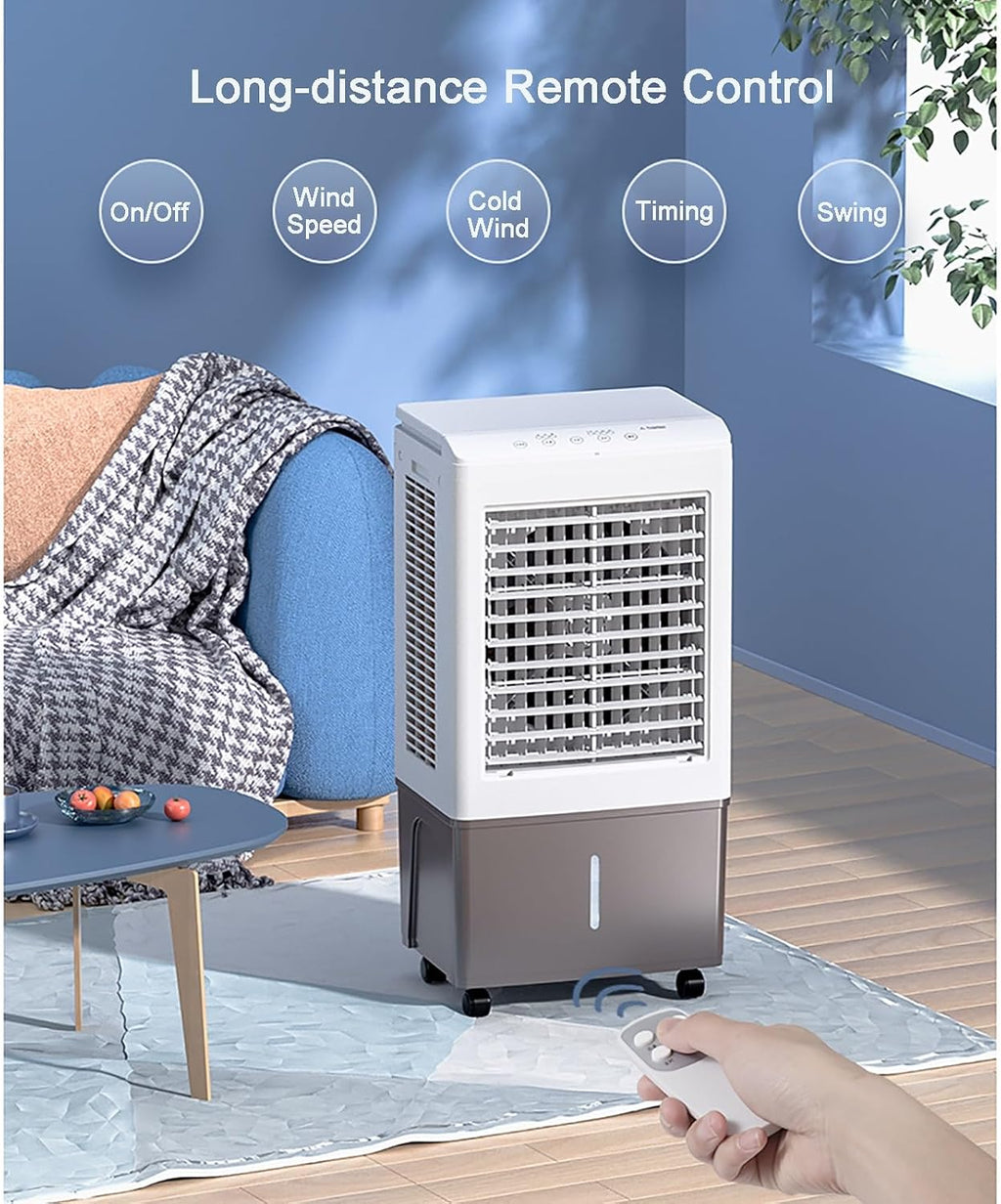 GENERIC Refroidisseur D'air évaporatif Portable, Réservoir De 50L Avec Télécommande, 3 Vitesses Et Minuterie, Ventilateur D'humidificateur Pour Garage Yard Office, Refroidissement Efficace à Faible Puissance