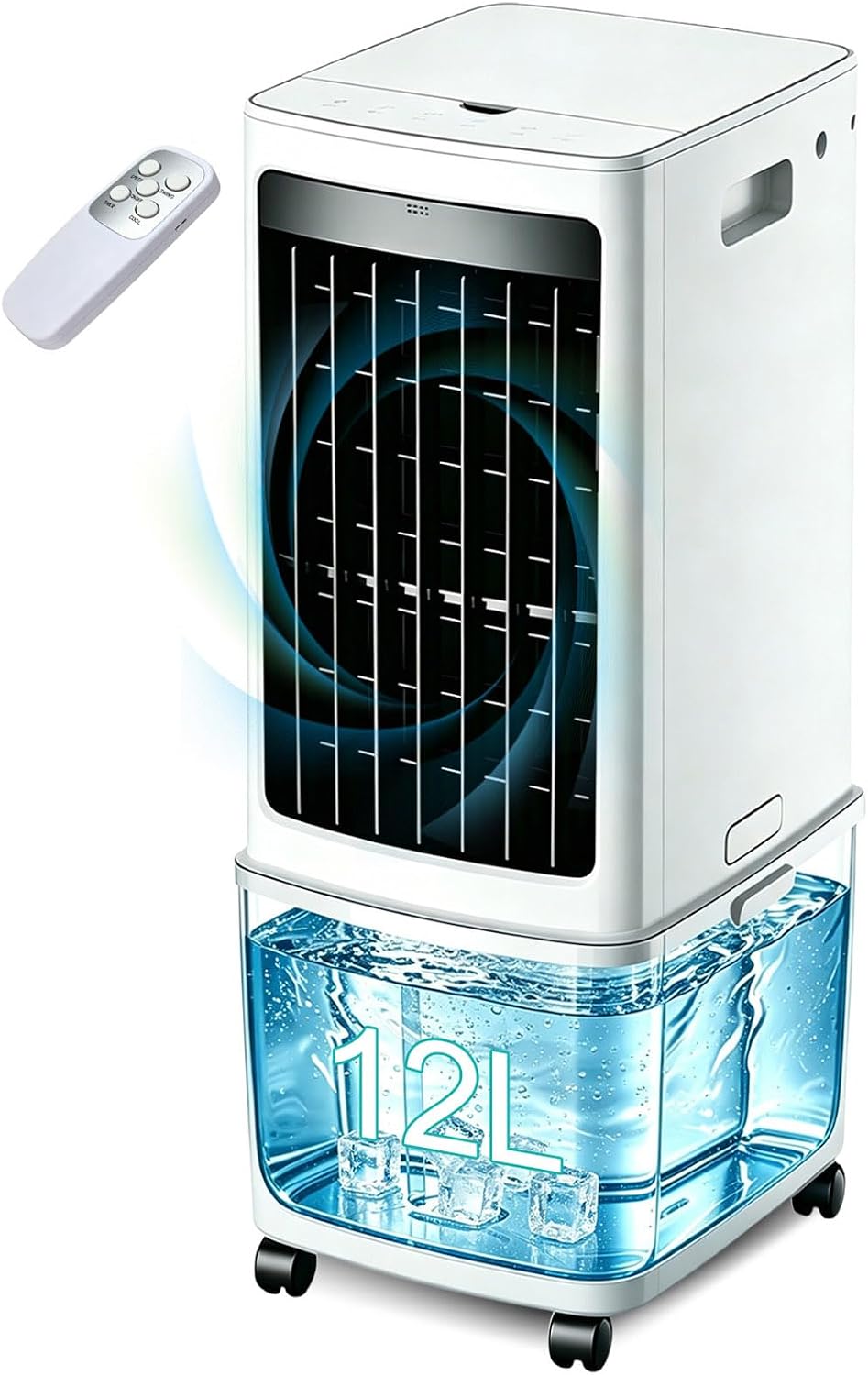 GENERIC Refroidisseur D'air Portable 12L, Refroidisseur évaporatif Avec Télécommande, Ventilateur De Tour Sans énergie D'économie D'énergie De 45W, Minuterie 7.5H, Oscillation Silencieuse, Unité De Climatisat
