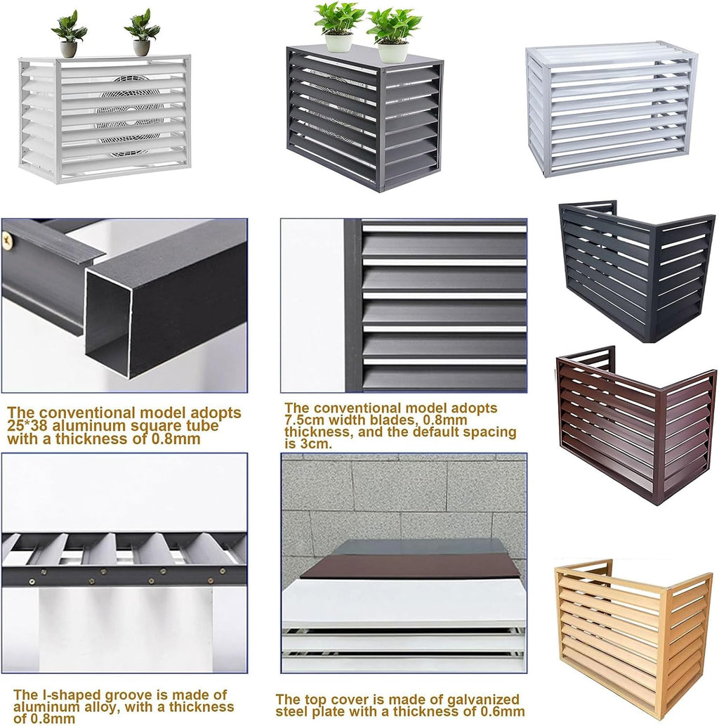 GENERIC Housse De Protection En Aluminium Pour Climatiseur D'extérieur – Couvercle De Protection Pour Condensateur, étagère De Rangement Et Présentoir Pour Plantes, Outils De Jardin, Clôture D'intimité Pour