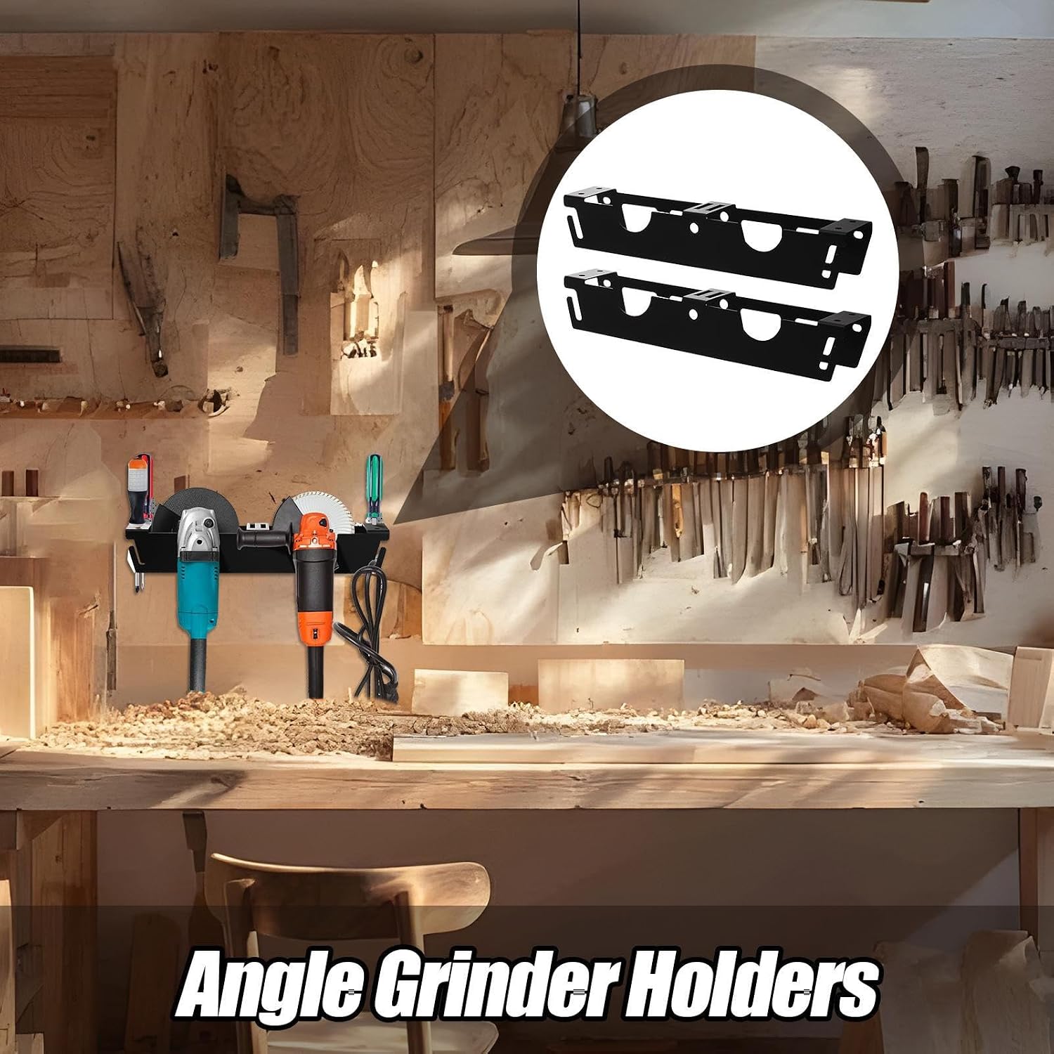 GENERIC Support Mural Pour Meuleuse D'angle, Crochets Attachés à 2 Fentes Pour Outils électriques, Tournevis, Polisseuse