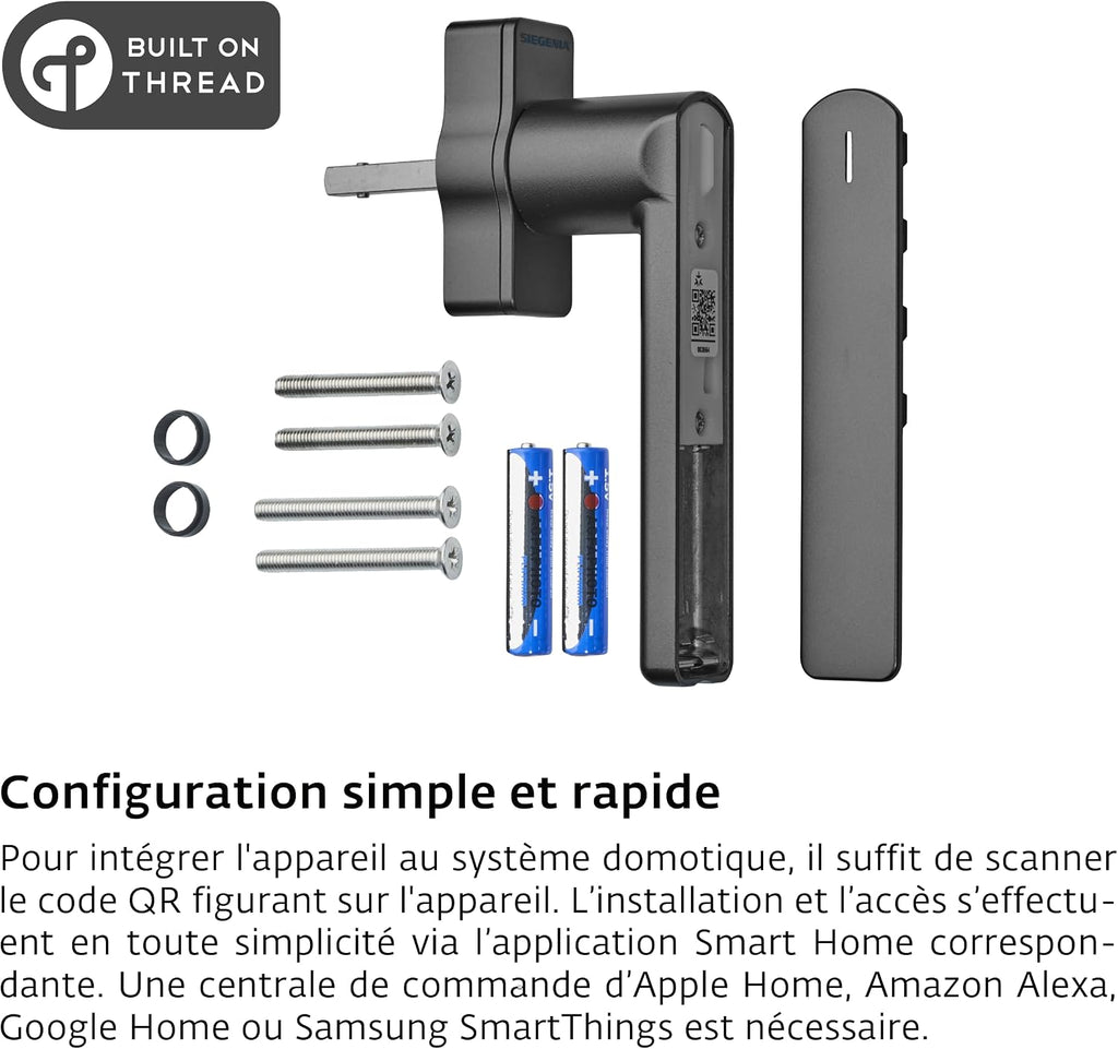  Poignée De Fenêtre SIEGENIA Intelligente Gén. 2 Anthracite De Sécurité – Compatible Avec Matter Pour L'intégration Dans Les Réseaux Smart Home Avec Surveillance D’état