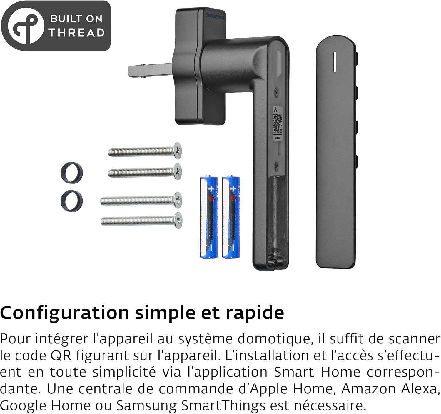  Poignée De Fenêtre SIEGENIA Intelligente Gén. 2 Anthracite De Sécurité – Compatible Avec Matter Pour L'intégration Dans Les Réseaux Smart Home Avec Surveillance D’état