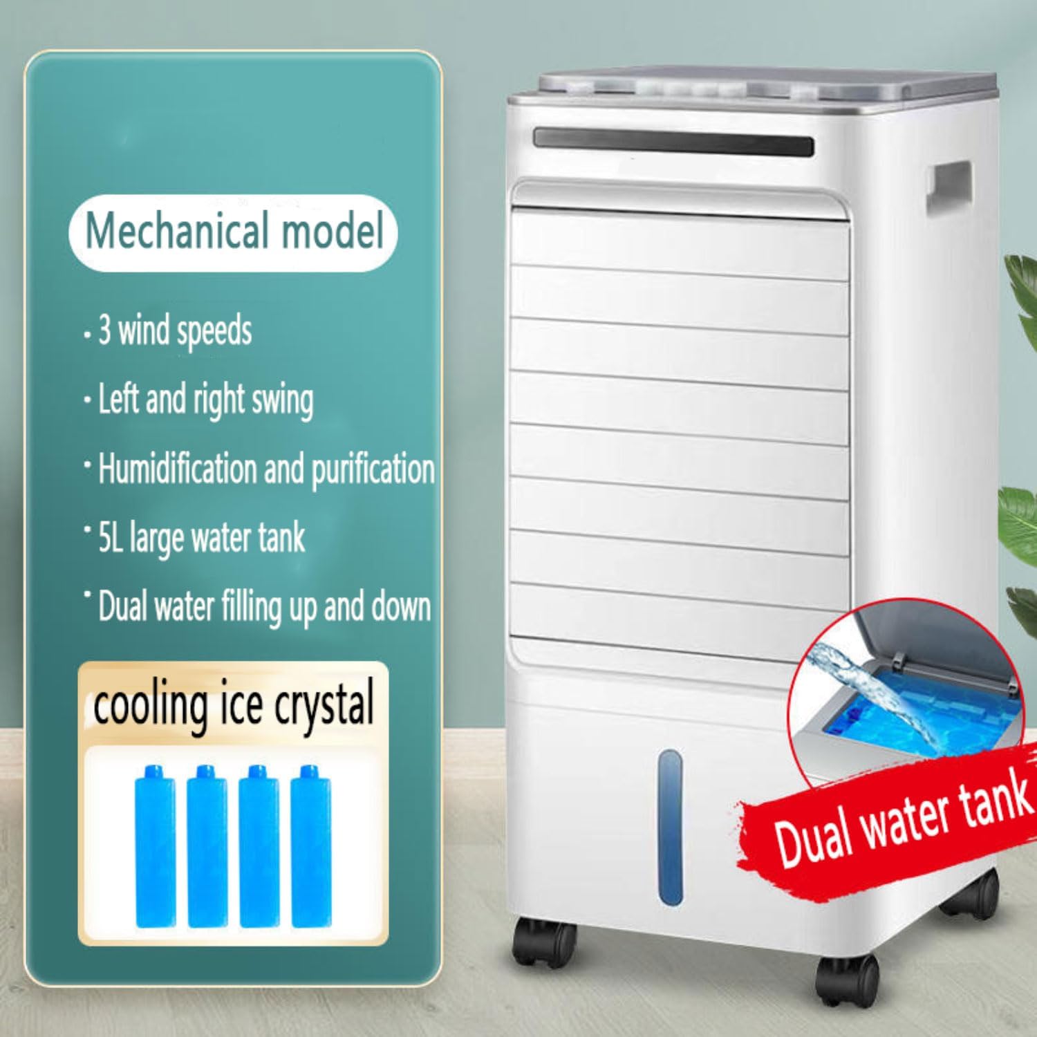GENERIC Ventilateur D'évaporation Portable De Refroidisseur D'air Portable 5L Avec Télécommande, Unité à 3 Vitesses à Courant Alternatif Oscillant Automatique, Humidificateur Silencieux Pour Le Bureau De La C